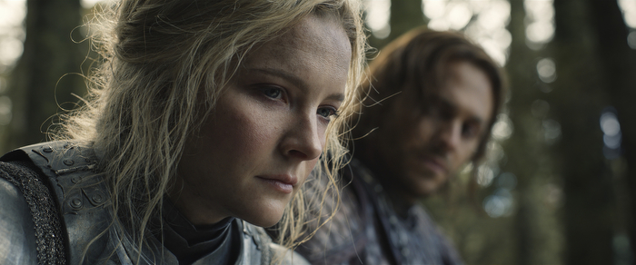 Morfydd Clark and Charlie Vickers in 'The Lord of the Rings: The Rings of Power'