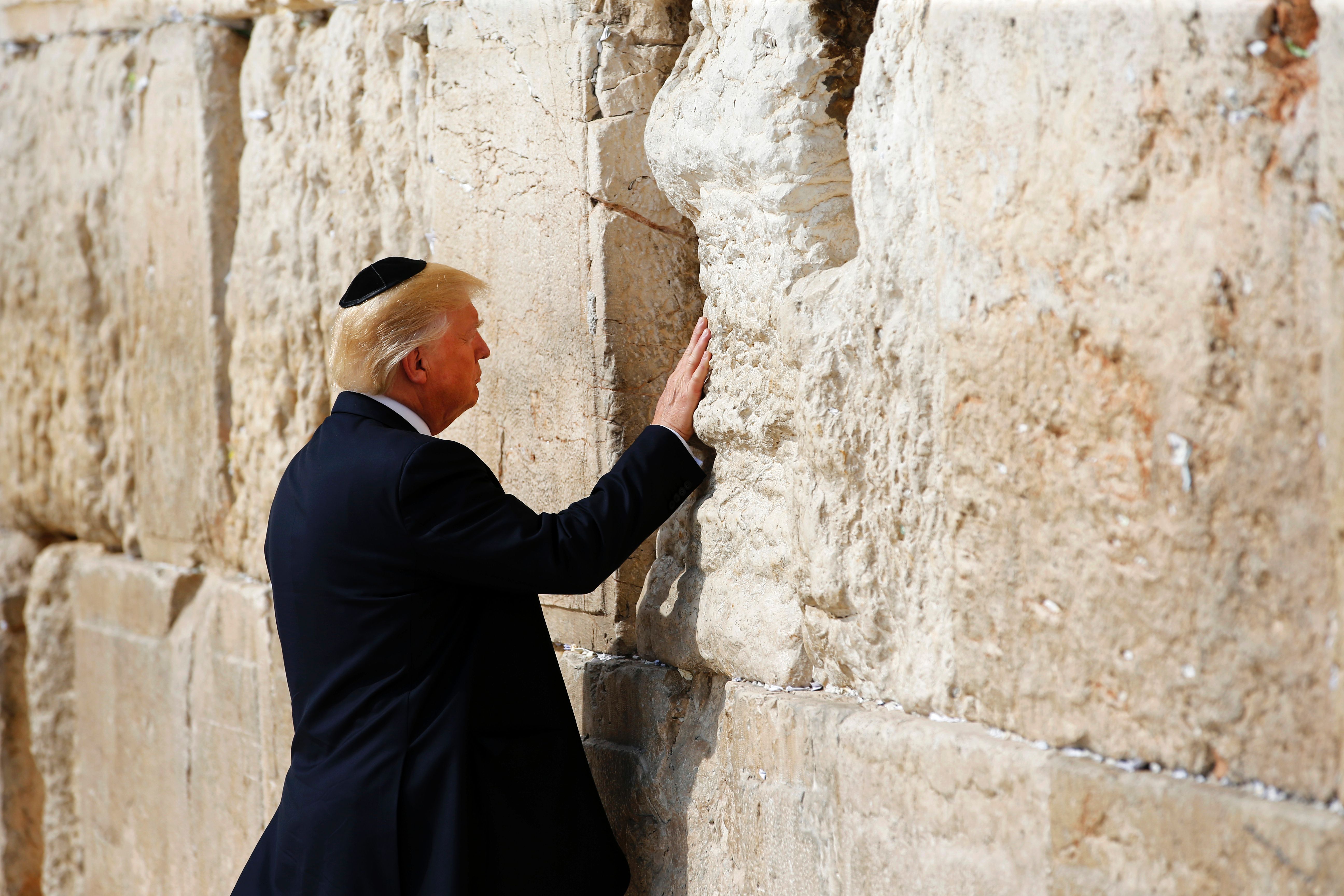 Donald Trump visits the Western Wall in Jerusalem