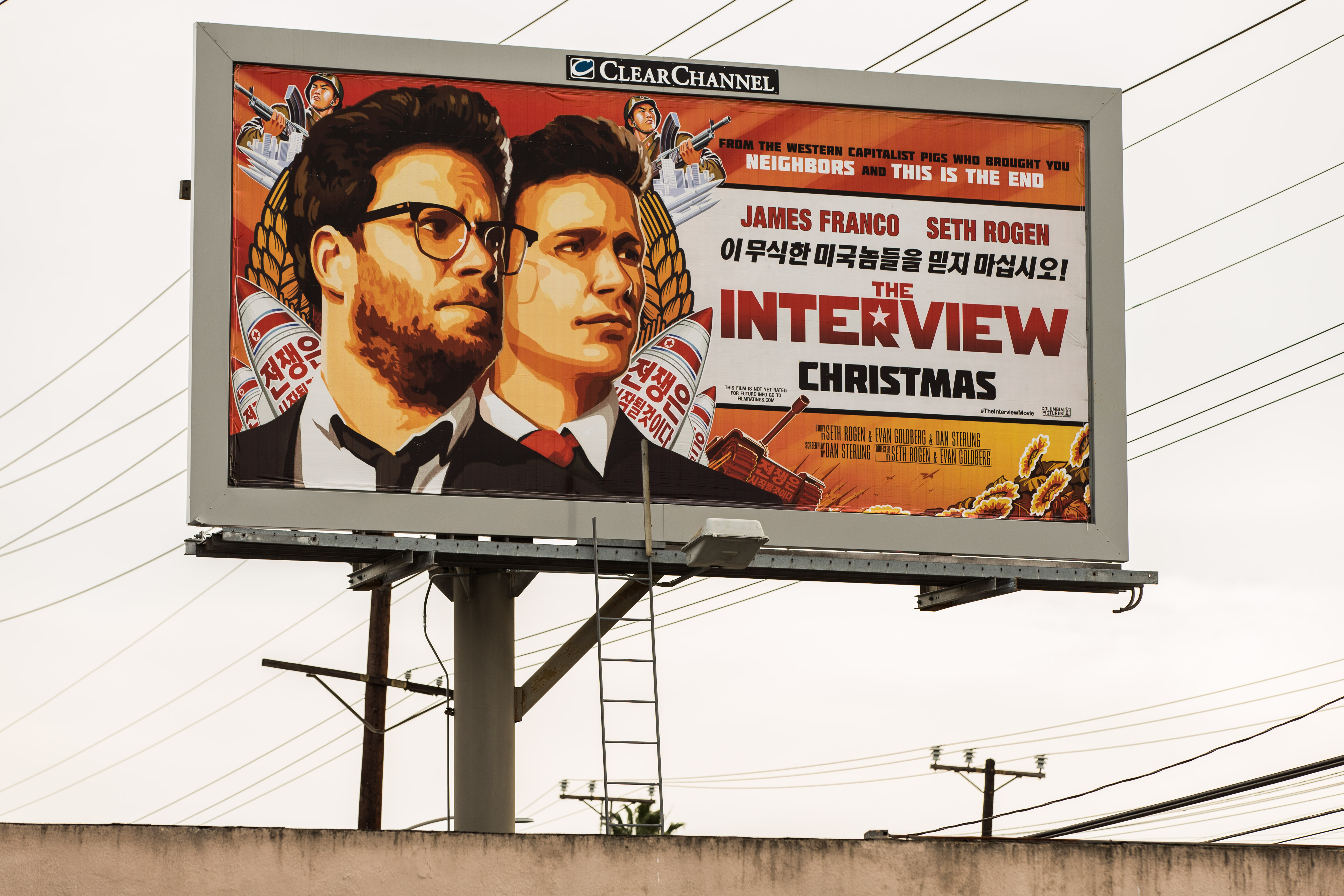 A billboard for the film <i>The Interview</i> is displayed Dec. 19, 2014, in Venice, Calif.