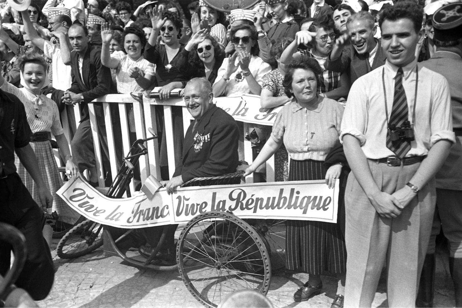 Parisians celebrate the liberation of Paris, August 1944