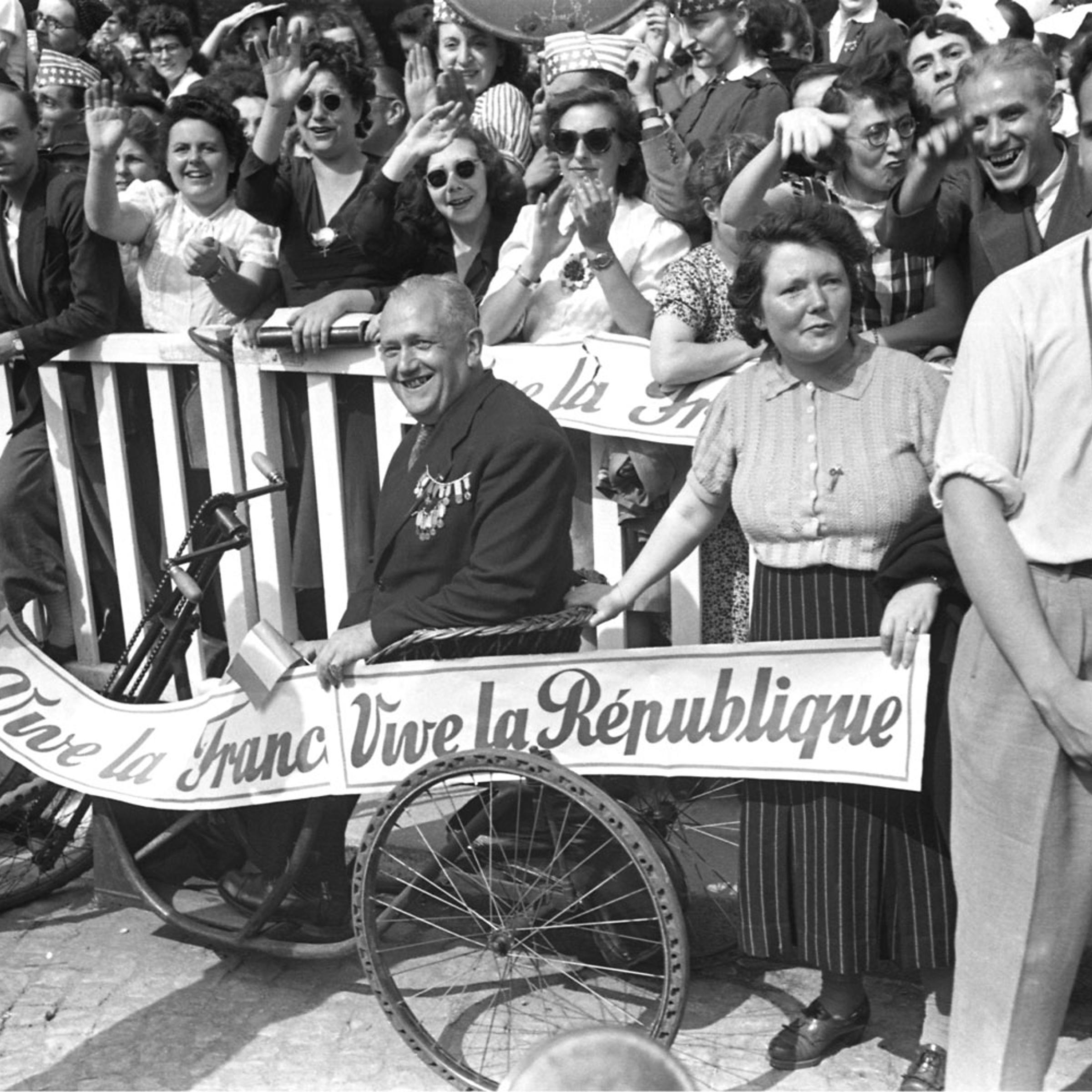 Parisians celebrate the liberation of Paris, August 1944