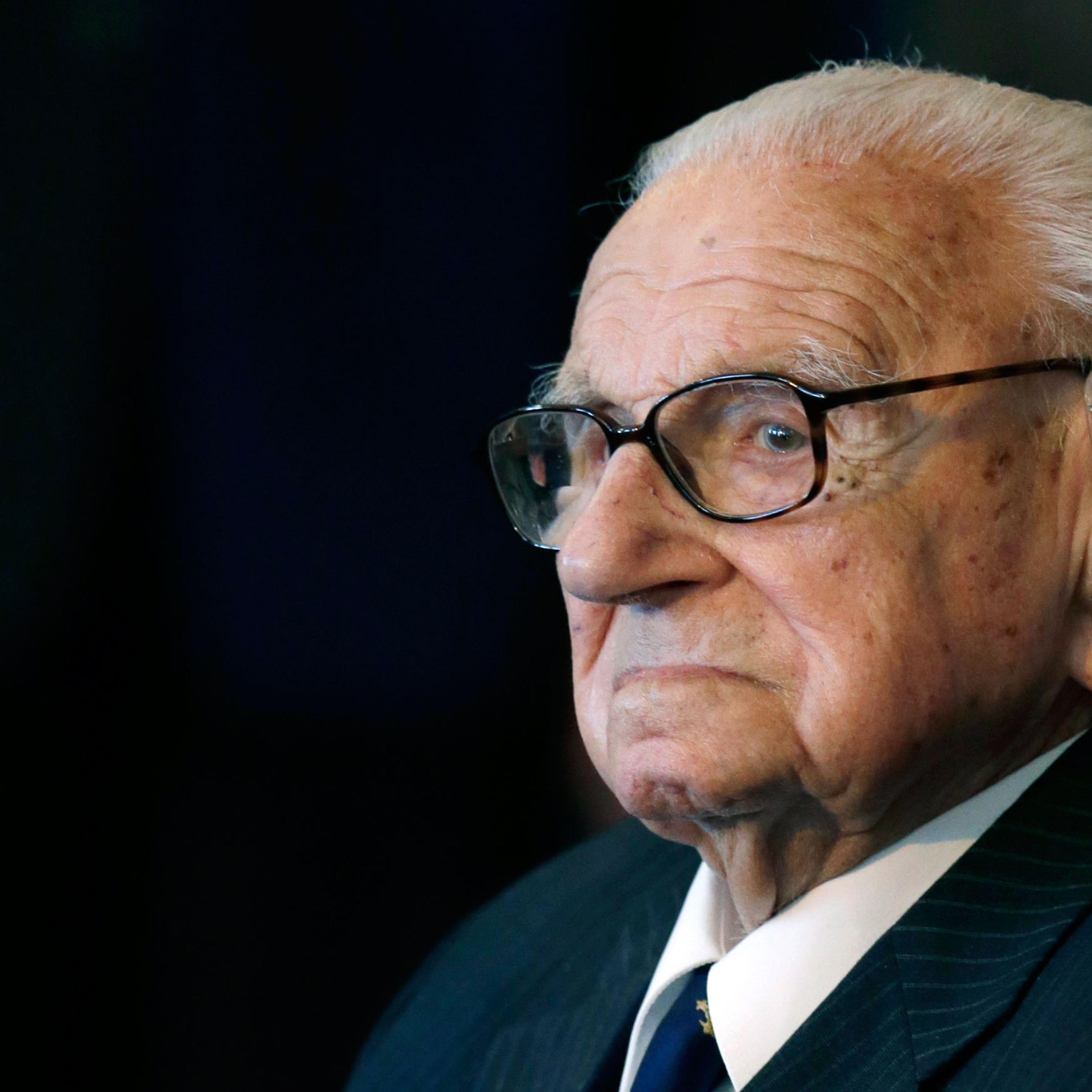 An Oct. 28, 2014 file photo of the then 105 year-old Sir Nicholas Winton waiting to be decorated with the highest Czech Republic's decoration, The Order of the White Lion at the Prague Castle in Prague, Czech Republic. Winton, a humanitarian who almost s