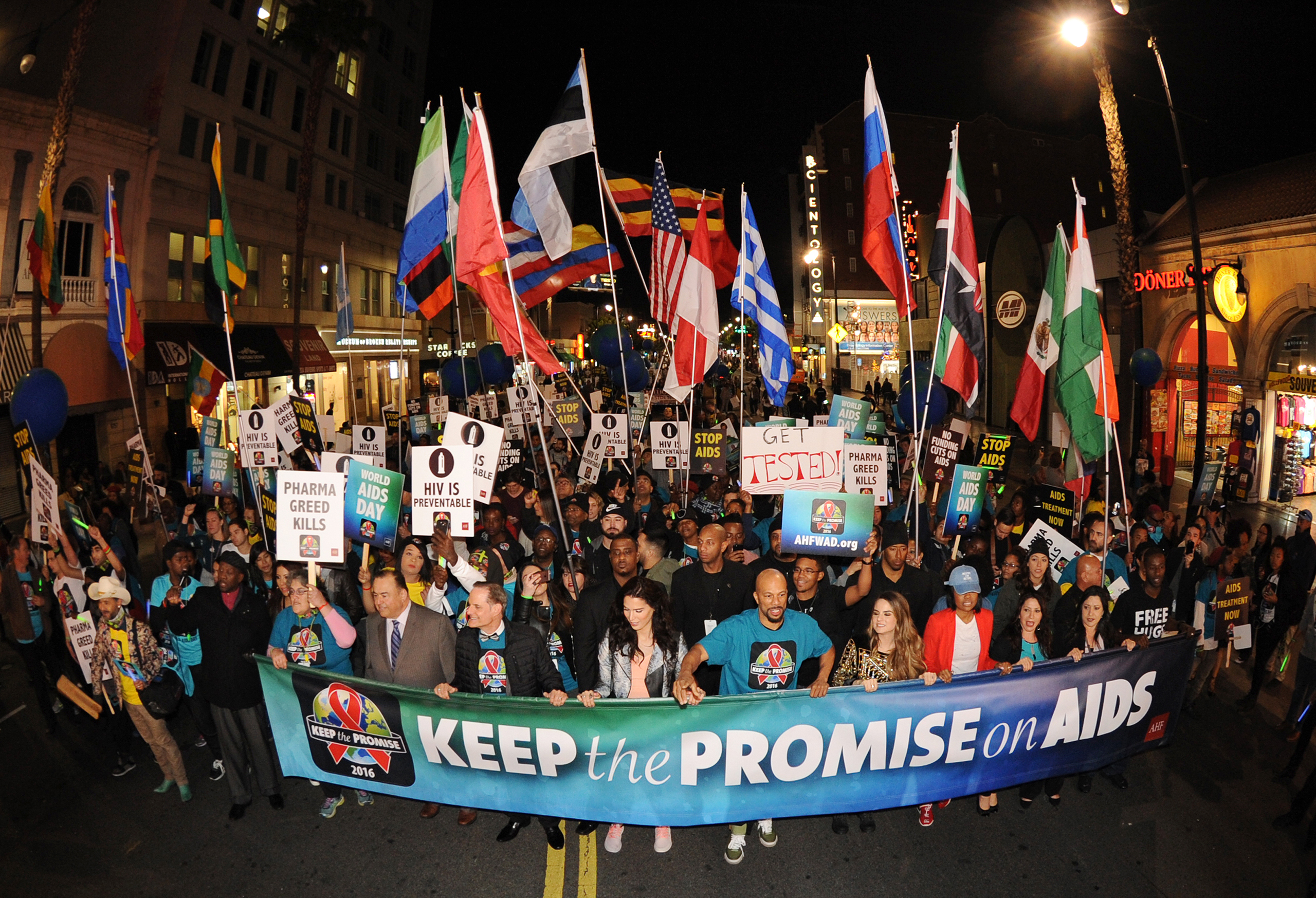 More than a thousand advocates take part in AIDS Healthcare Foundation’s ‘Keep the Promise’ March in Hollywood, CA on Nov. 30, 2016. The march took place down historic Hollywood Boulevard on the eve of World AIDS Day to raise awareness about HIV/AIDS and