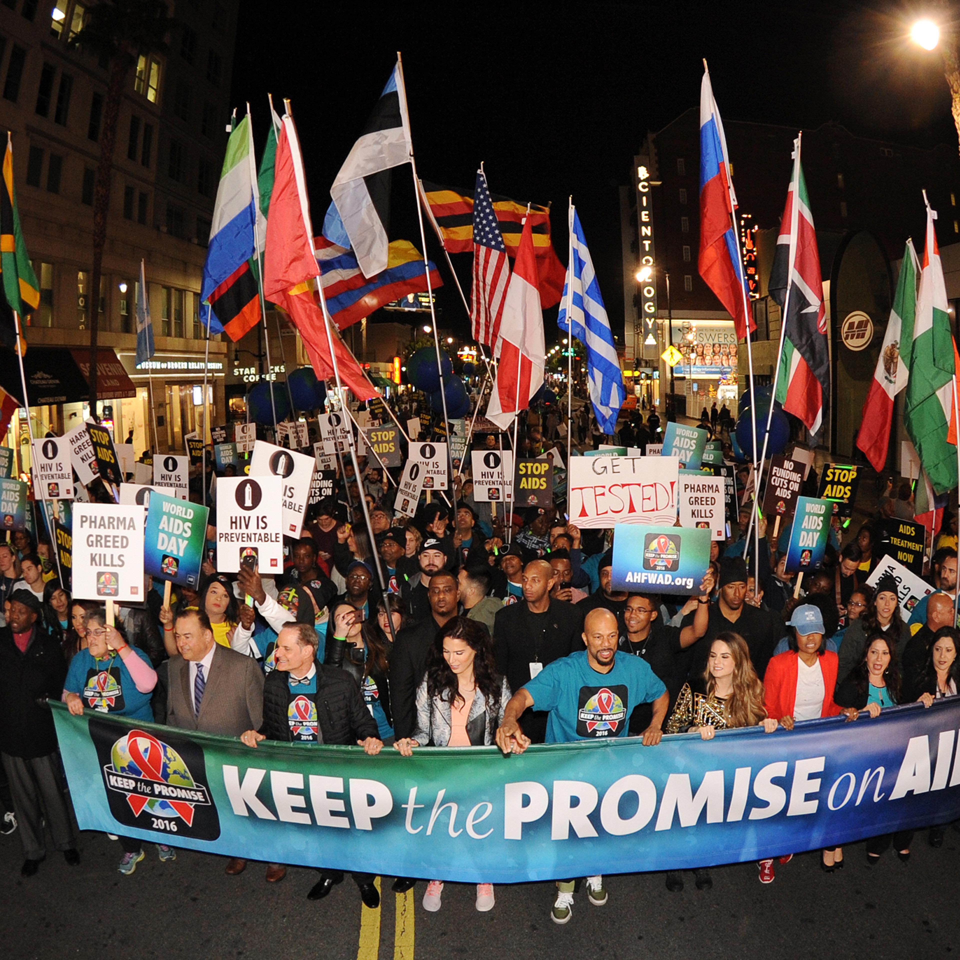 More than a thousand advocates take part in AIDS Healthcare Foundation’s ‘Keep the Promise’ March in Hollywood, CA on Nov. 30, 2016. The march took place down historic Hollywood Boulevard on the eve of World AIDS Day to raise awareness about HIV/AIDS and