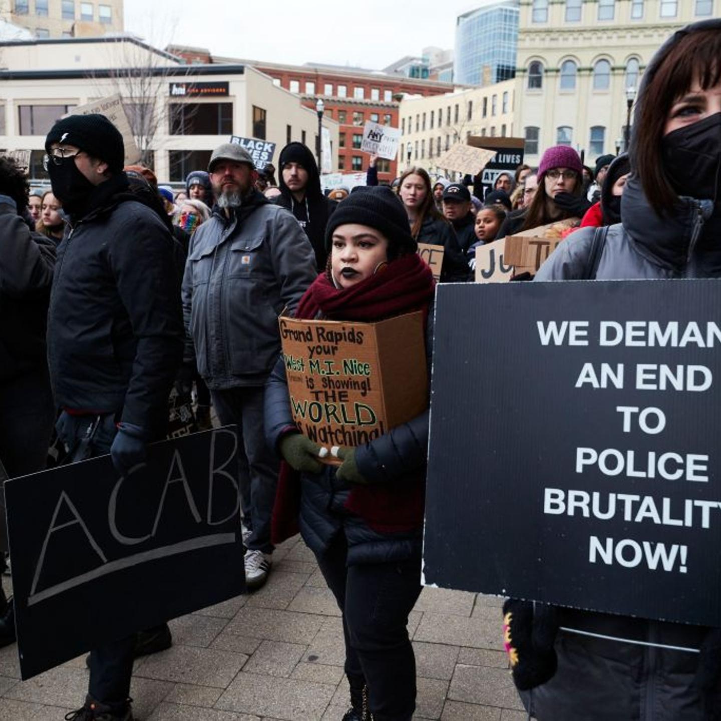 Protest against police brutality in Grand Rapids following police shooting