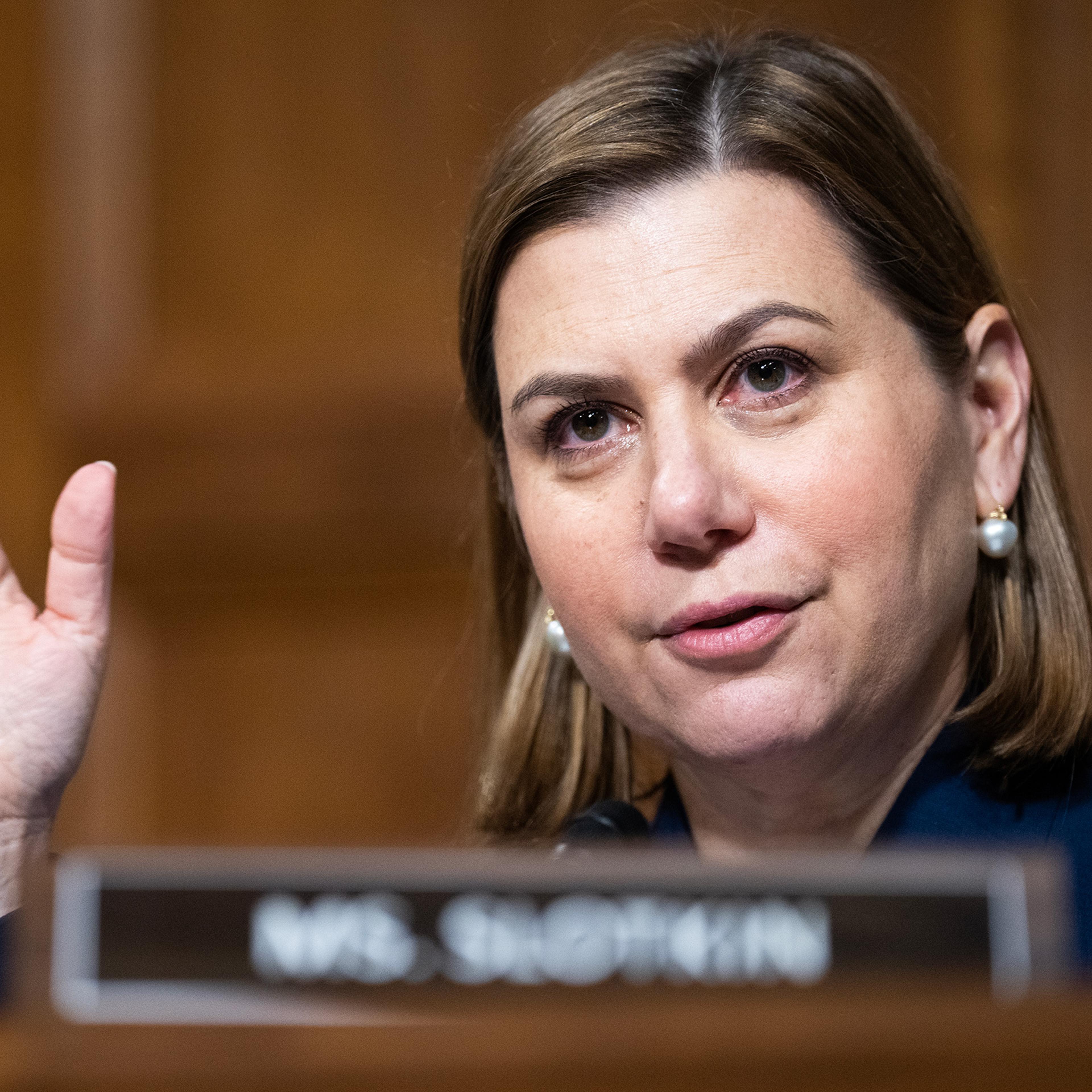 Sen. Elissa Slotkin, D-Mich., speaks during the Senate Armed Services Committee hearing in Dirksen building on Thursday, April 3, 2025.
