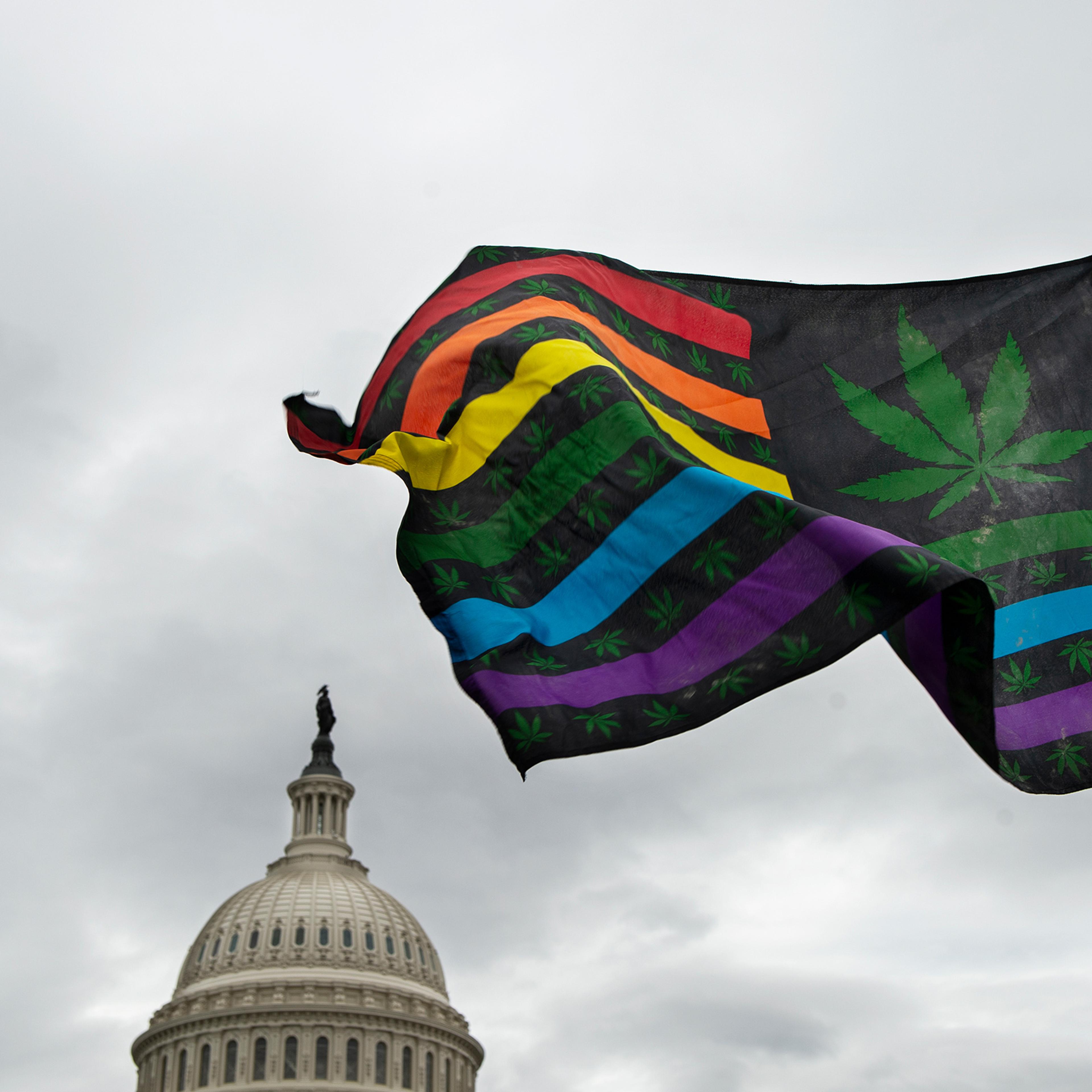Activists hold a rally at the U.S. Capitol to call on Congress pass cannabis reform legislation on Oct. 8, 2019.