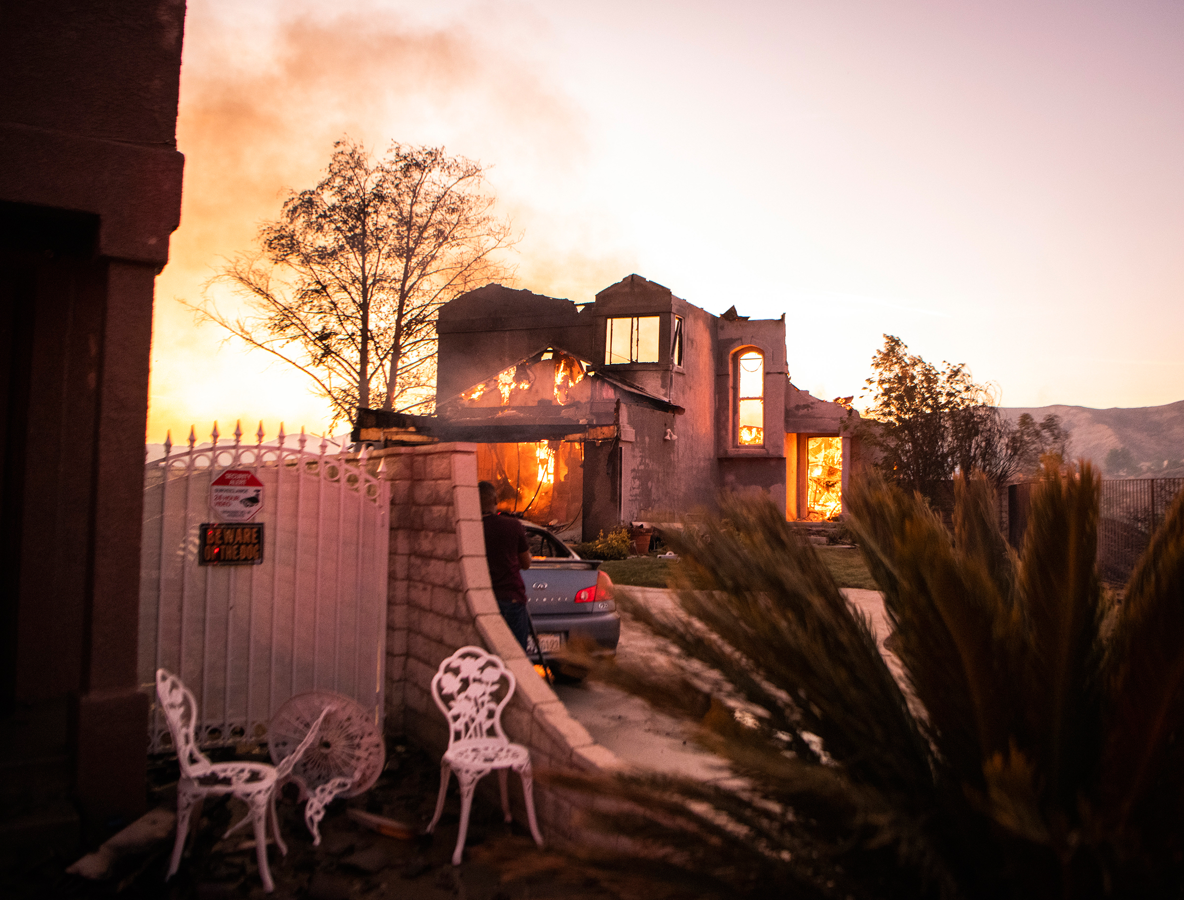 The Tick Fire burns in the Santa Clarita, Calif., area on Oct. 24, 2019.