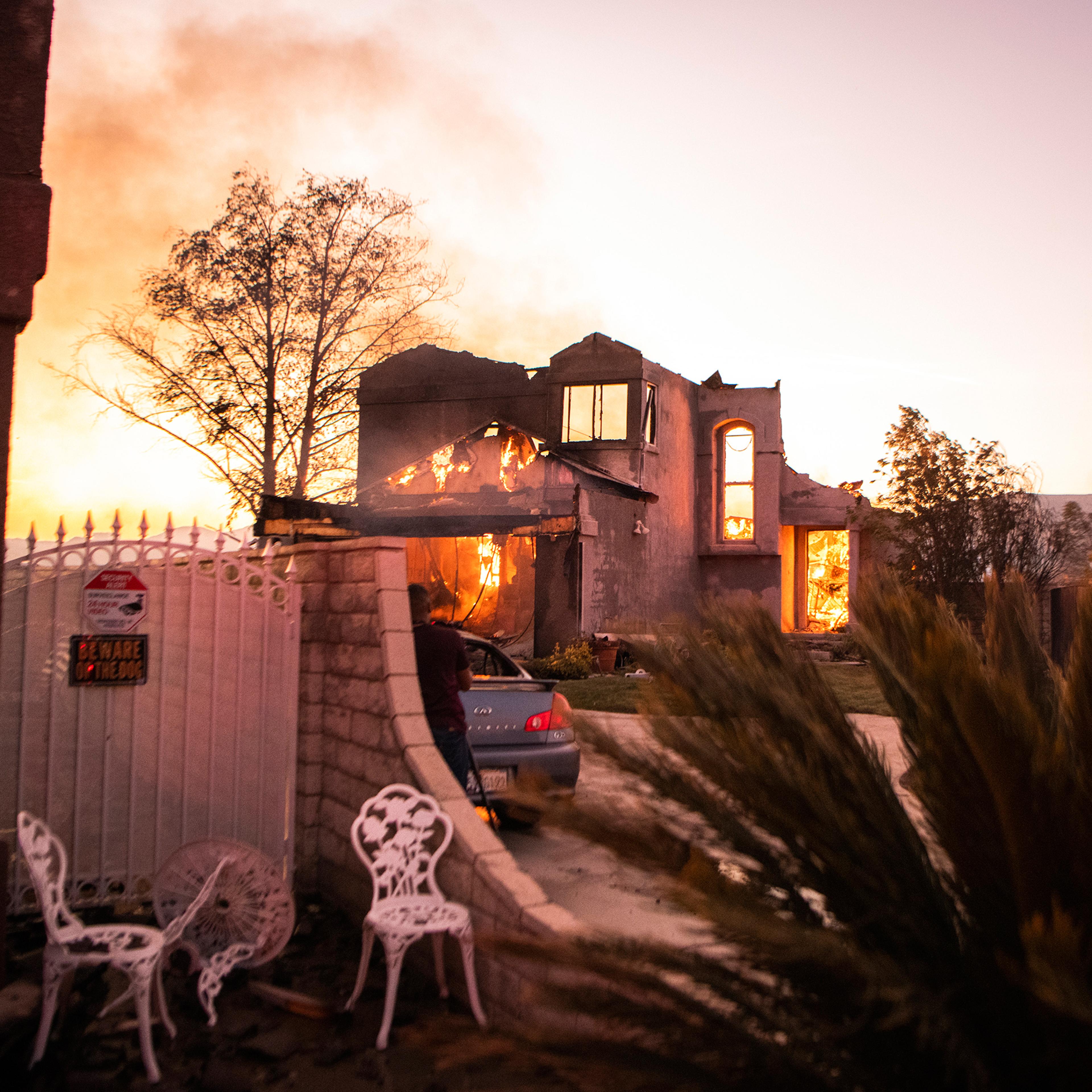 The Tick Fire burns in the Santa Clarita, Calif., area on Oct. 24, 2019.