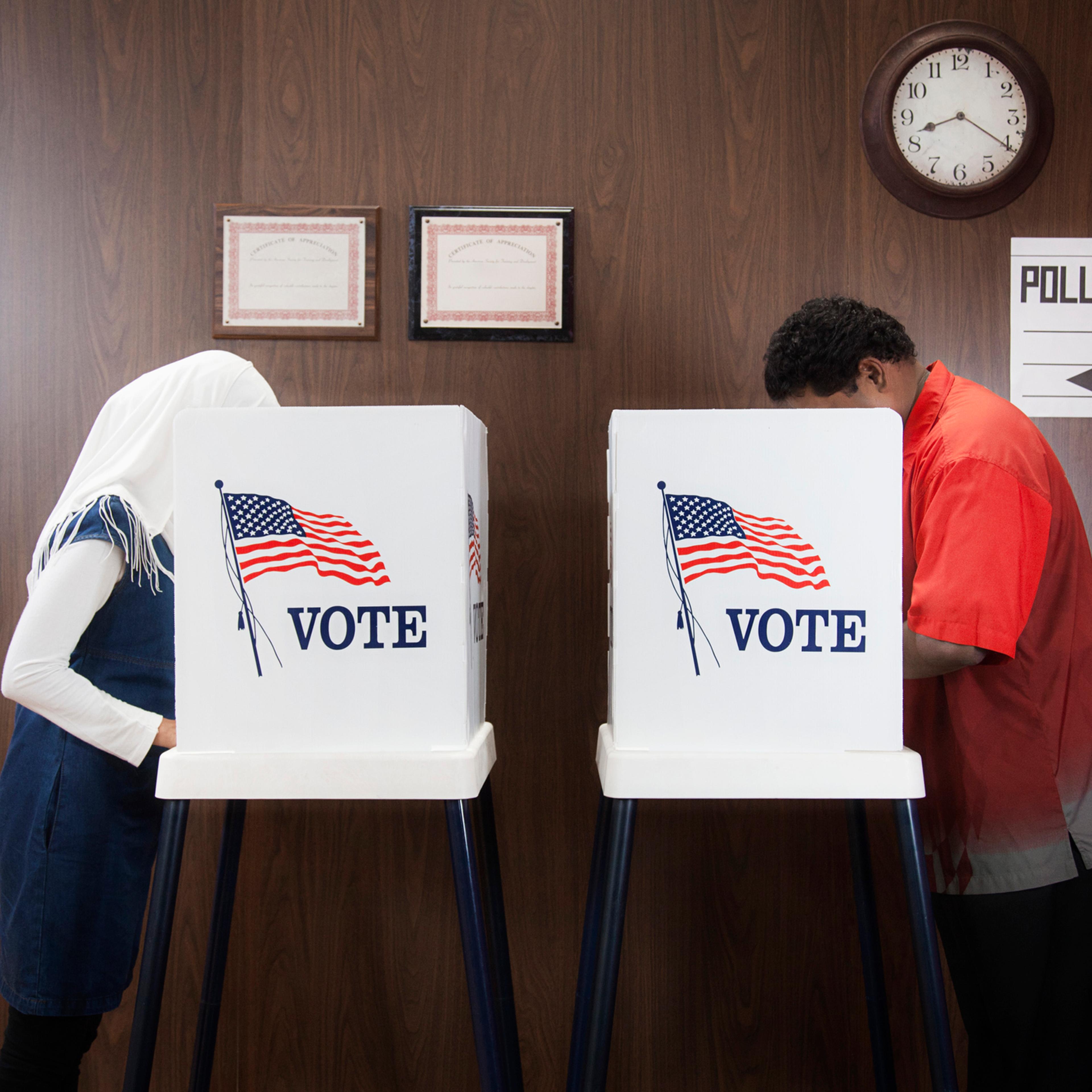 Voters voting in polling place