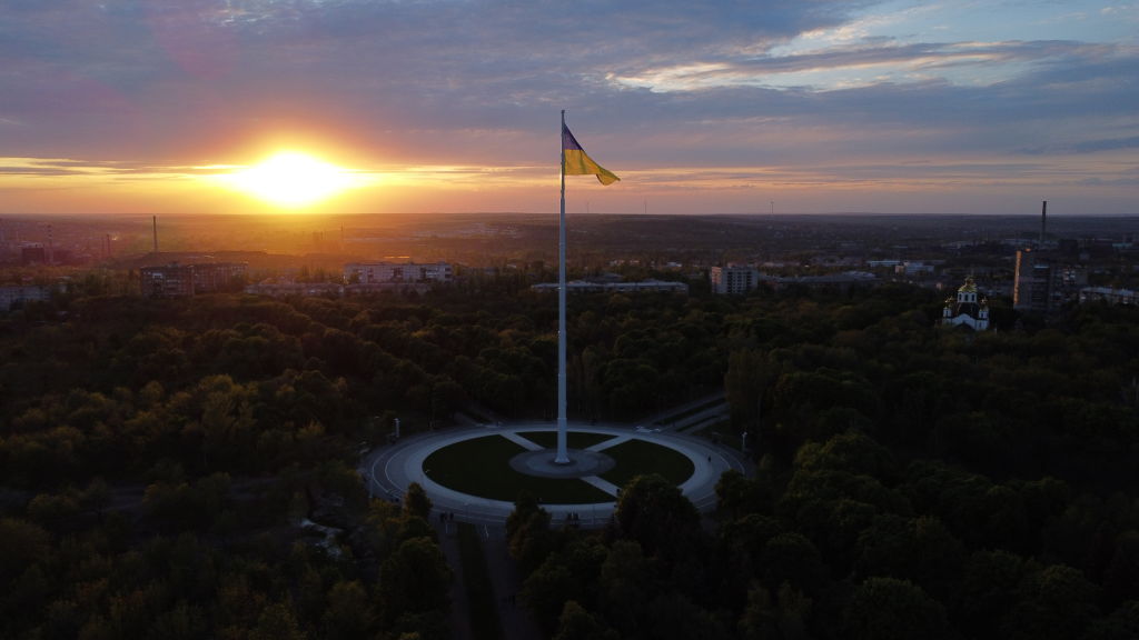 Flag Of Ukraine In Kramatorsk