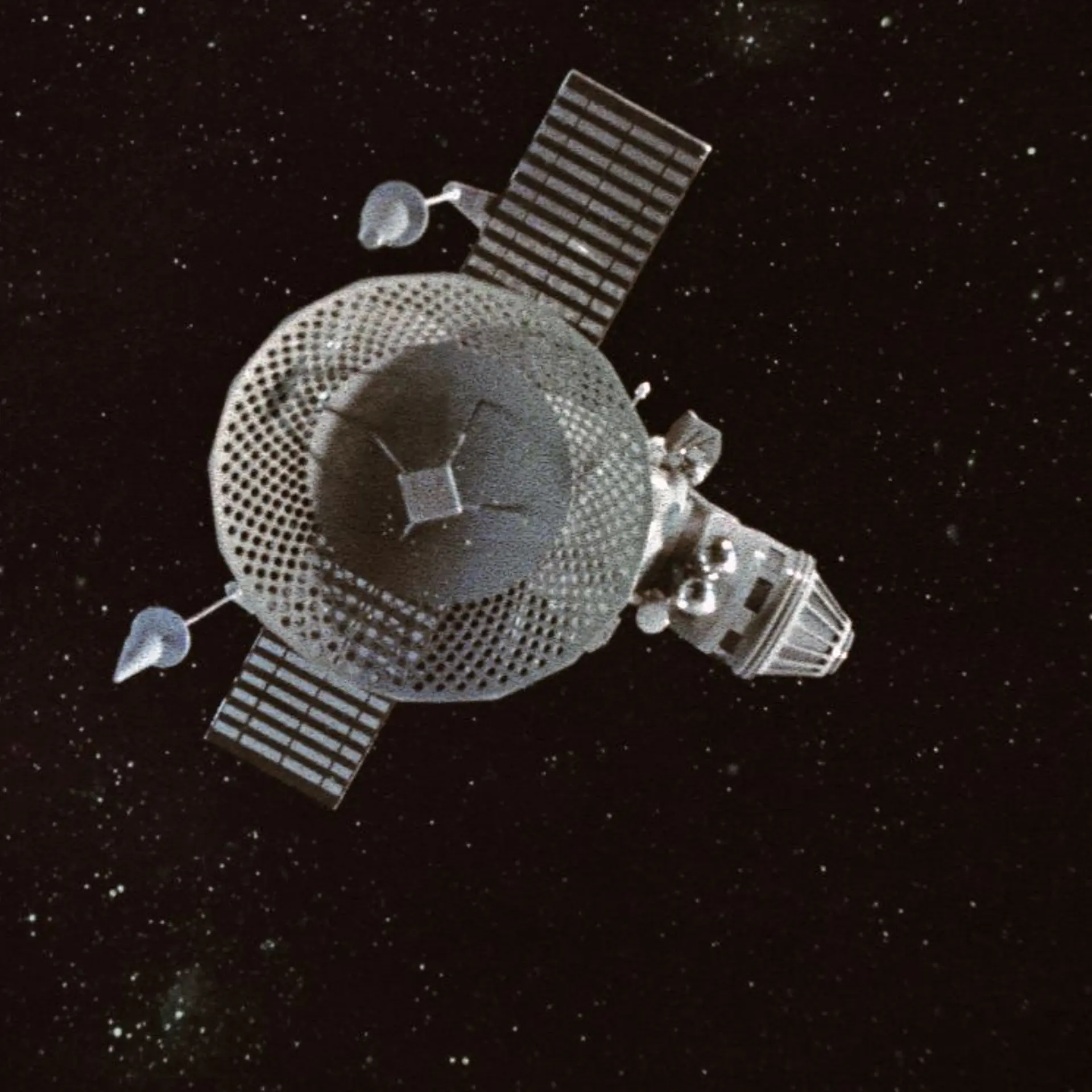 Soviet space probe Soviet space probe Venera 5 or 6 launched in January 1969. This is a still from the film 'The Storming of Venus' released on May 17, 1969. 5 or 6 launched in january 1969, this is a still from the film 'the storming of venus', produced