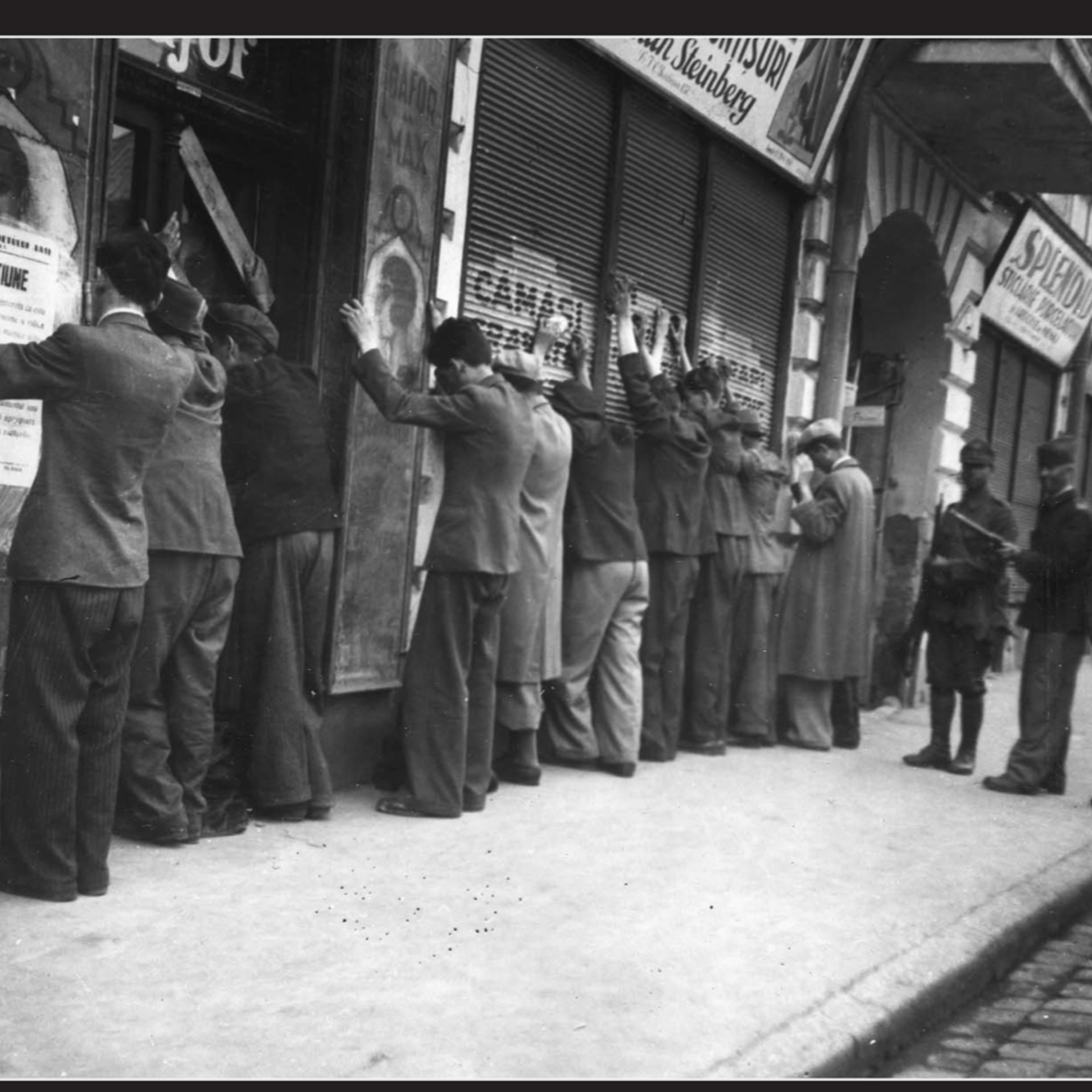Iasi - Arrested Jews being escorted to police headquarters with their hands in the air