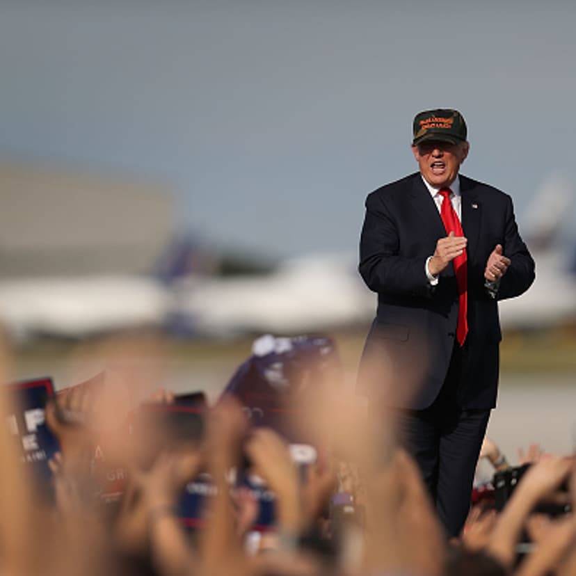 Republican presidential candidate Donald Trump attends a campaign rally at the Million Air Orlando, which is at Orlando Sanford International Airport on October 25, 2016 in Sanford, Florida.