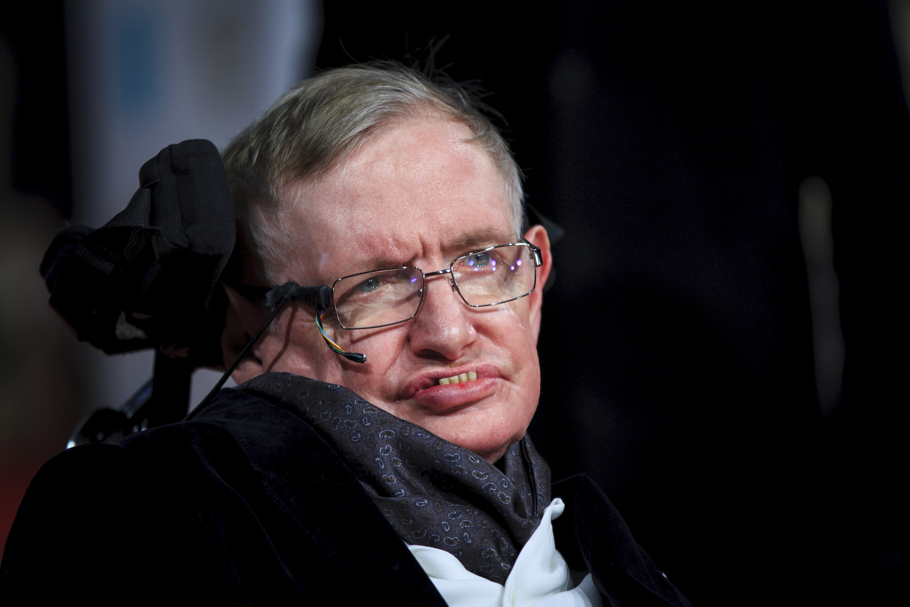 Stephen Hawking attends the EE British Academy Film Awards at The Royal Opera House on February 8, 2015 in London, England.