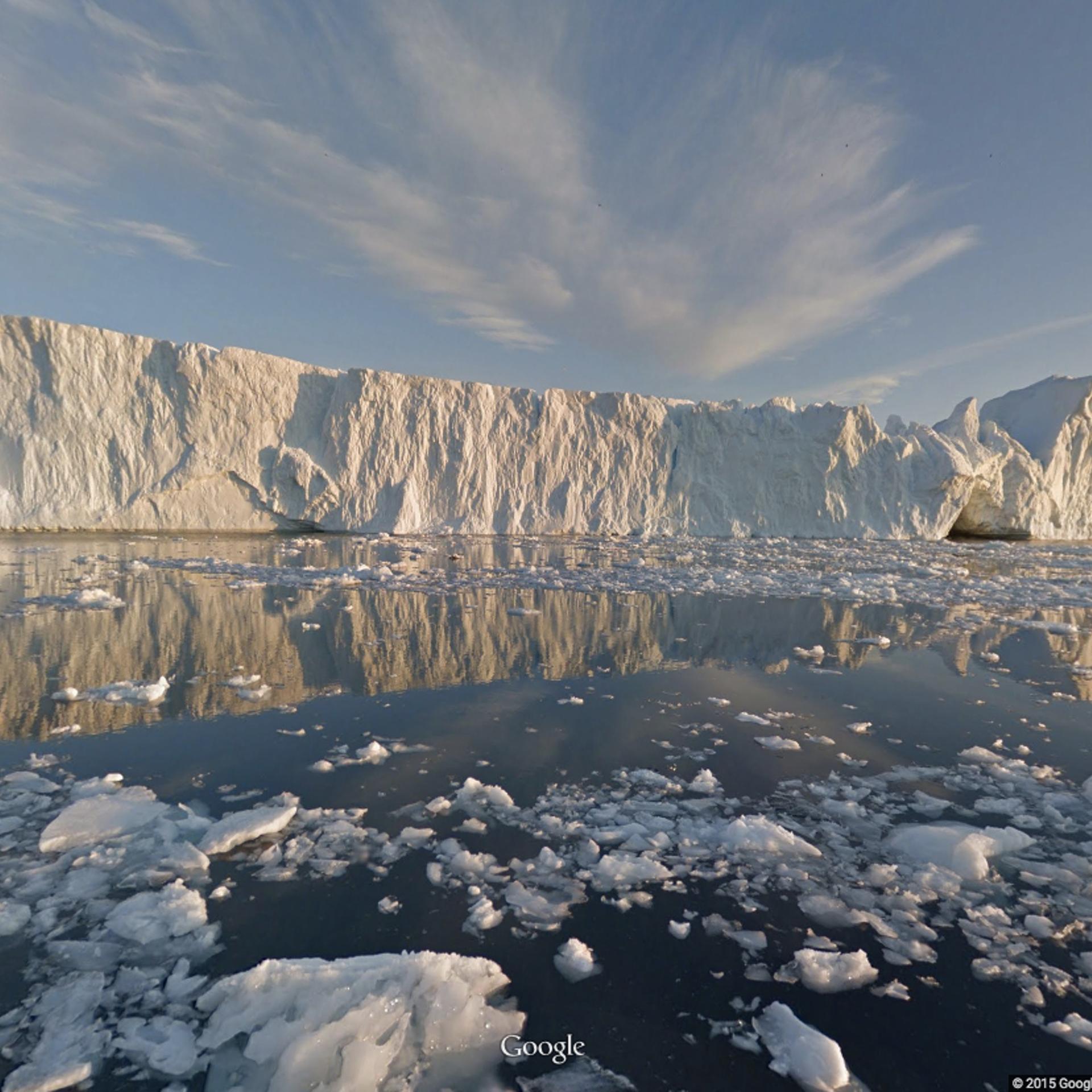 The lulissat Icefjord in Greenland as seen on Street View in Google Maps.