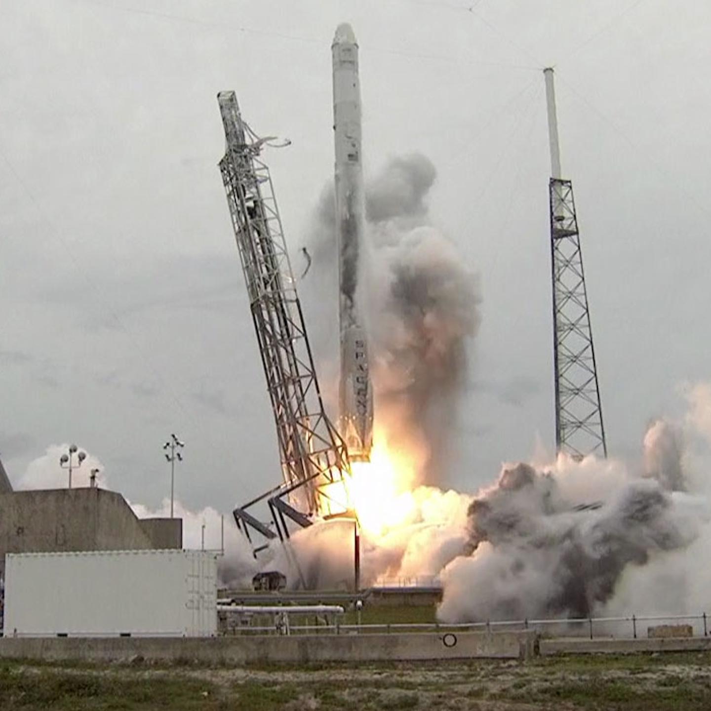 The SpaceX Flacon 9 rocket launches from the Cape Canaveral Air Force Station in Florida