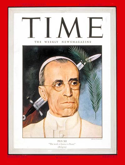 Pope Pius XII on the cover of the Aug. 16, 1943, issue of TIME.