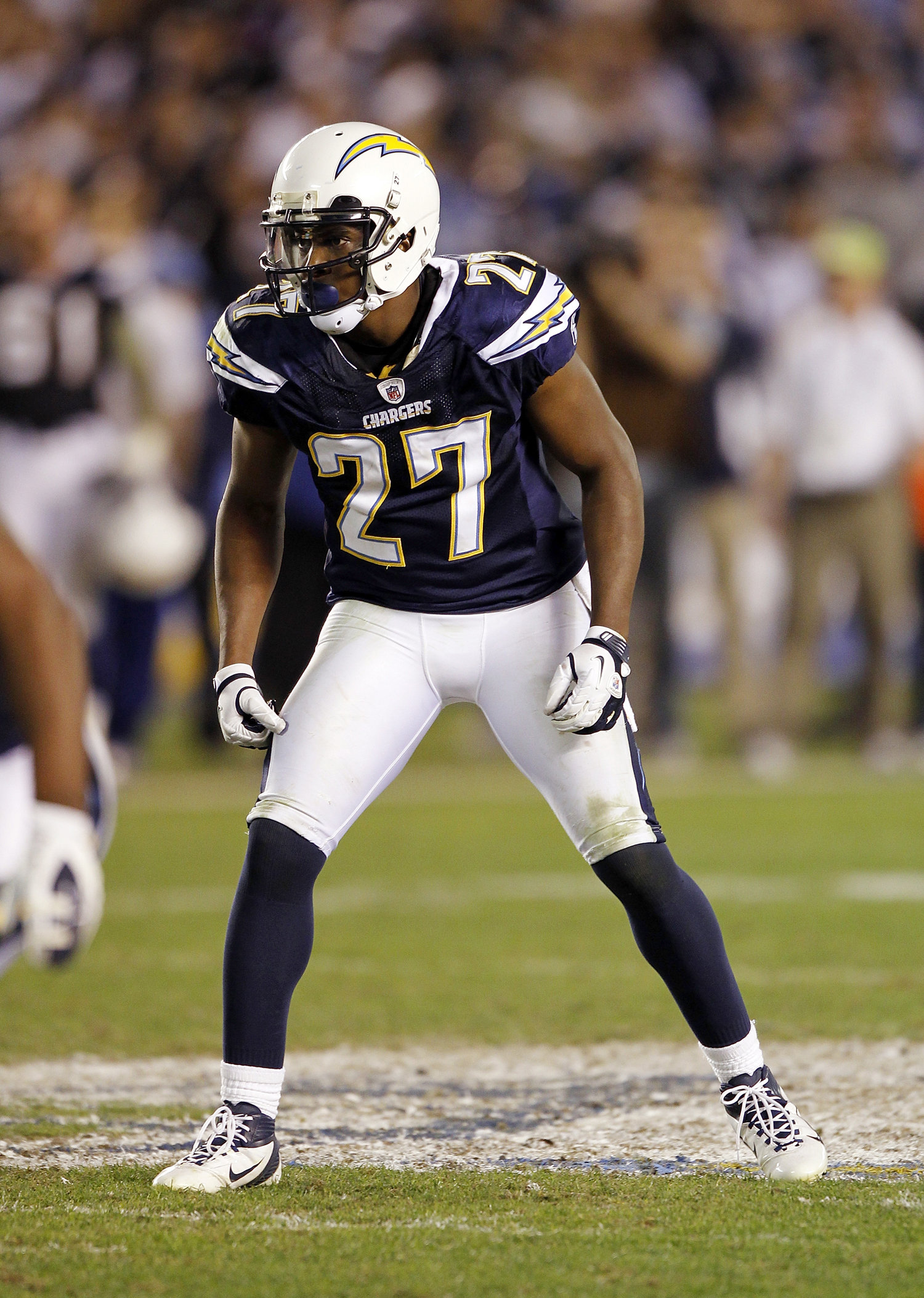 San Diego Chargers defensive back Paul Oliver (27) makes a move during the NFL week 10 football game against the Oakland Raiders on Thursday, November 10, 2011 in San Diego, Calif.