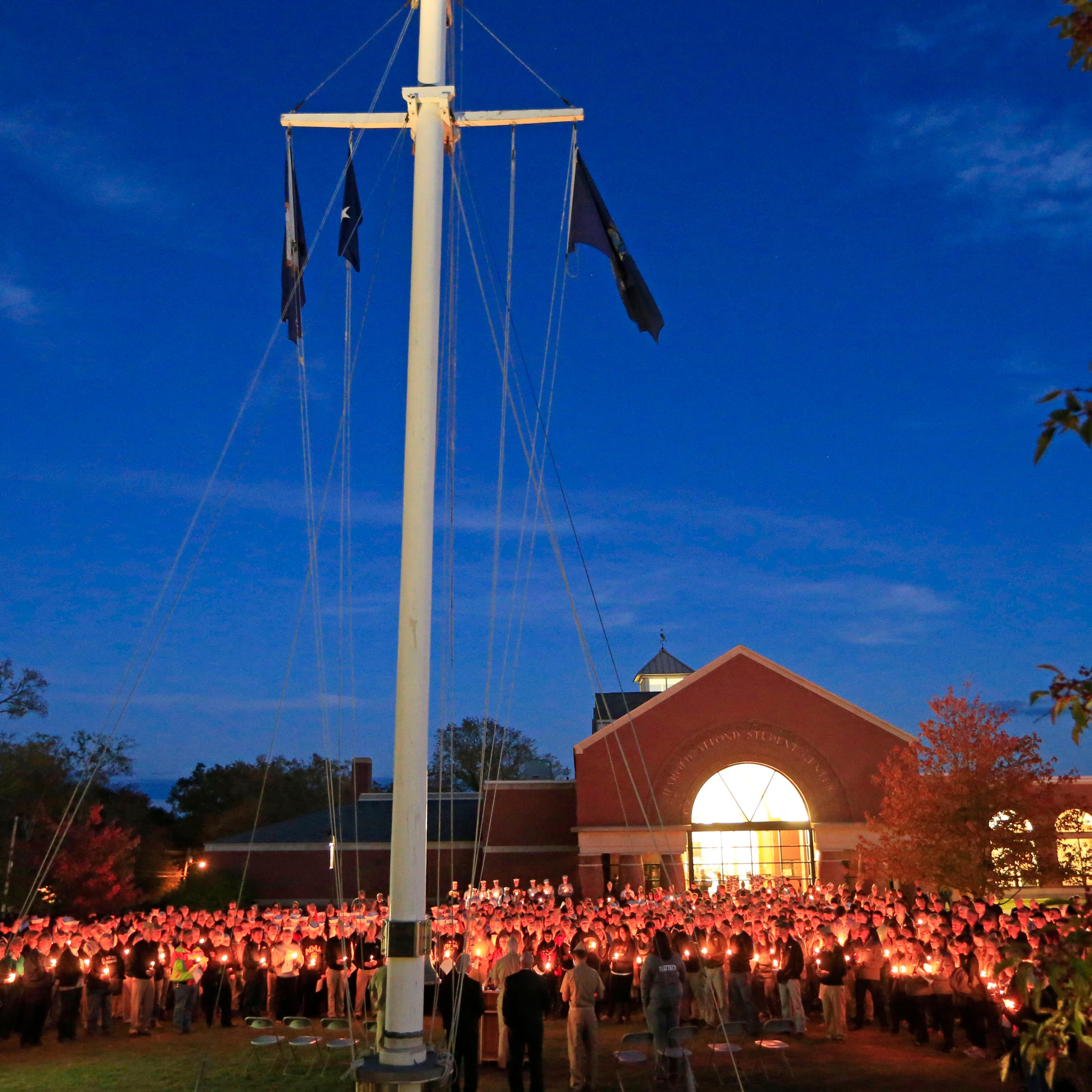 A vigil of hope is held at Maine Maritime Academy for the missing crew members of the U.S. container ship El Faro on Oct. 6, 2015, in Castine, Maine.