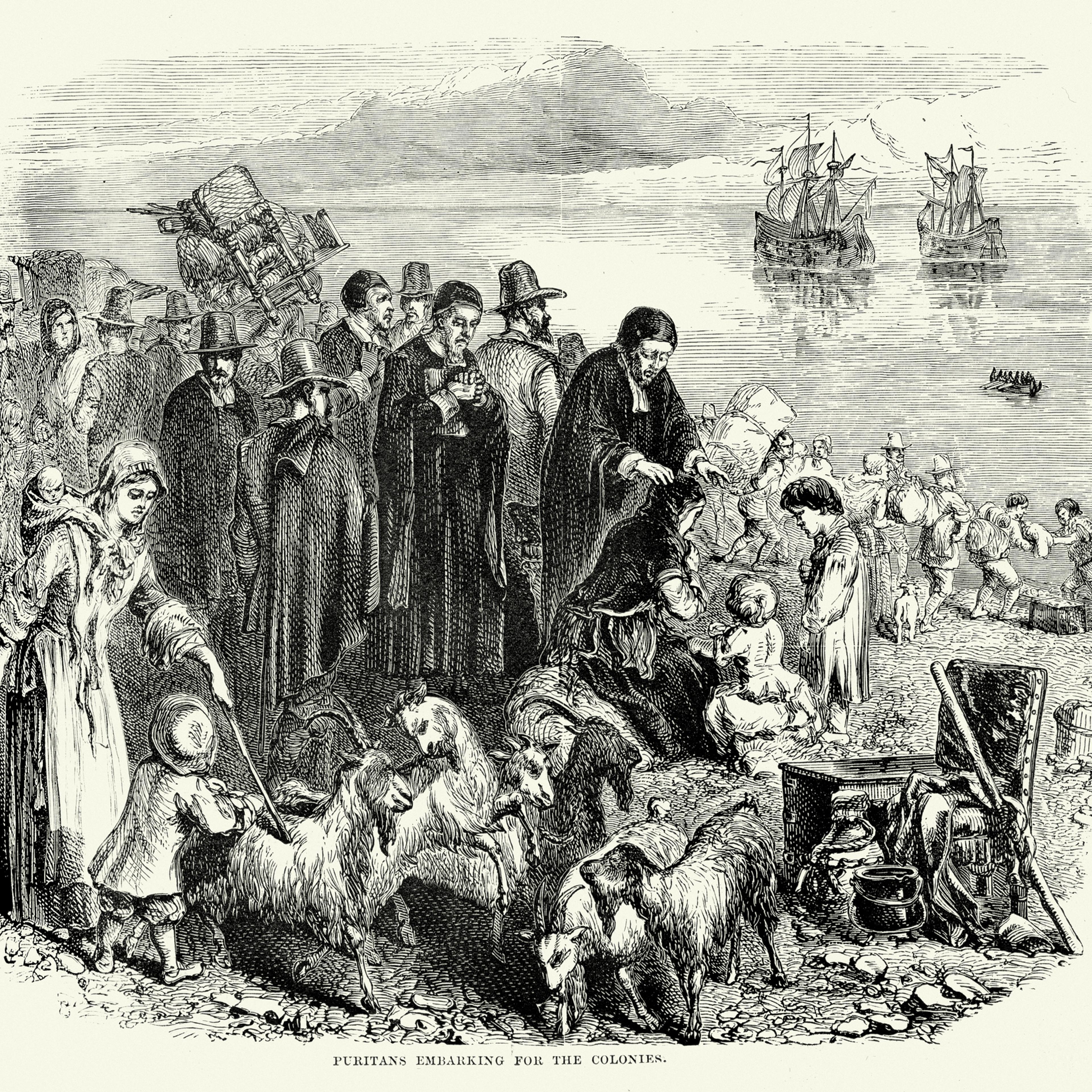 Puritans embarking for the Colonies