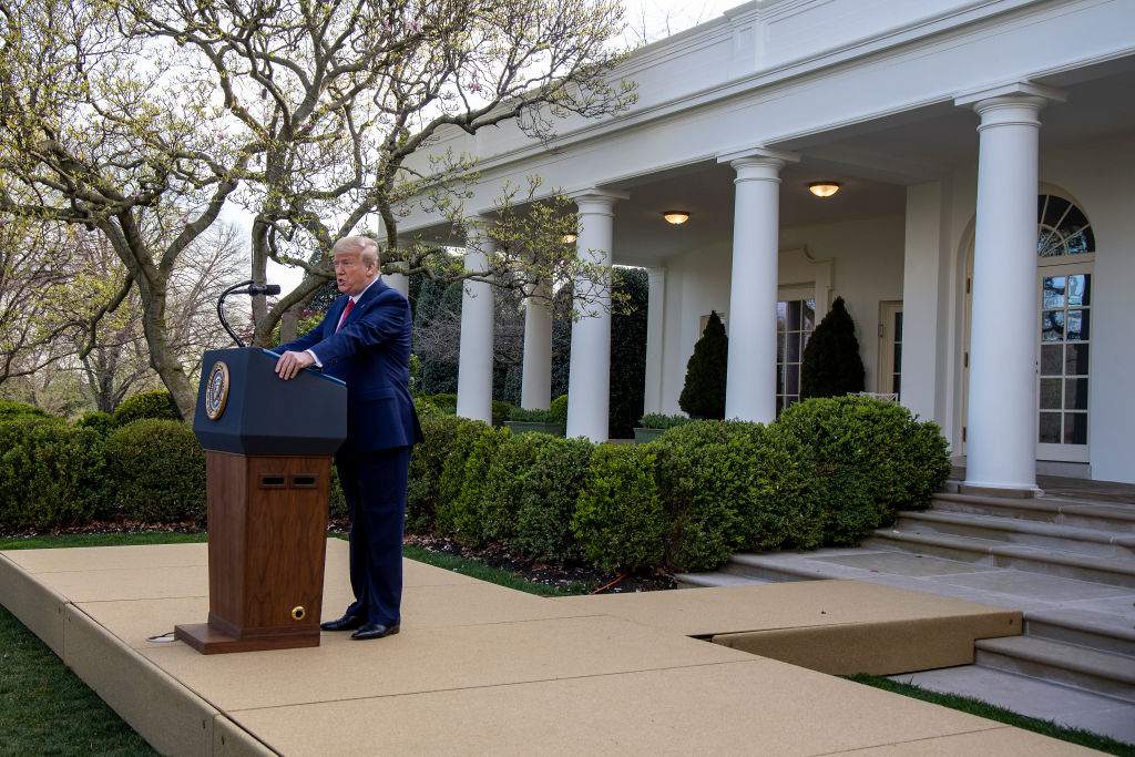 President Trump Holds Daily Coronavirus Task Force Briefing In Rose Garden