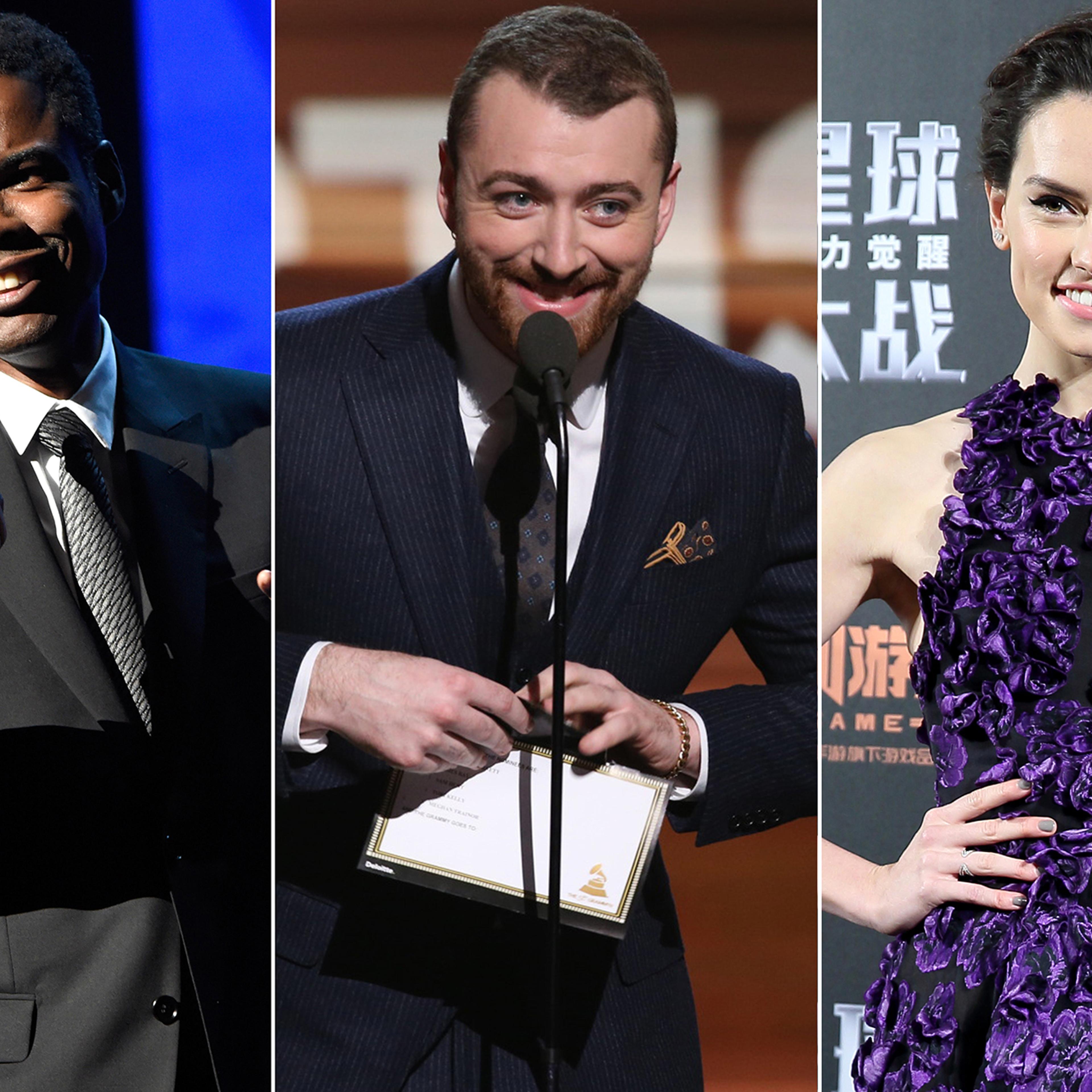 Chris Rock, Sam Smith and Daisy Ridley.