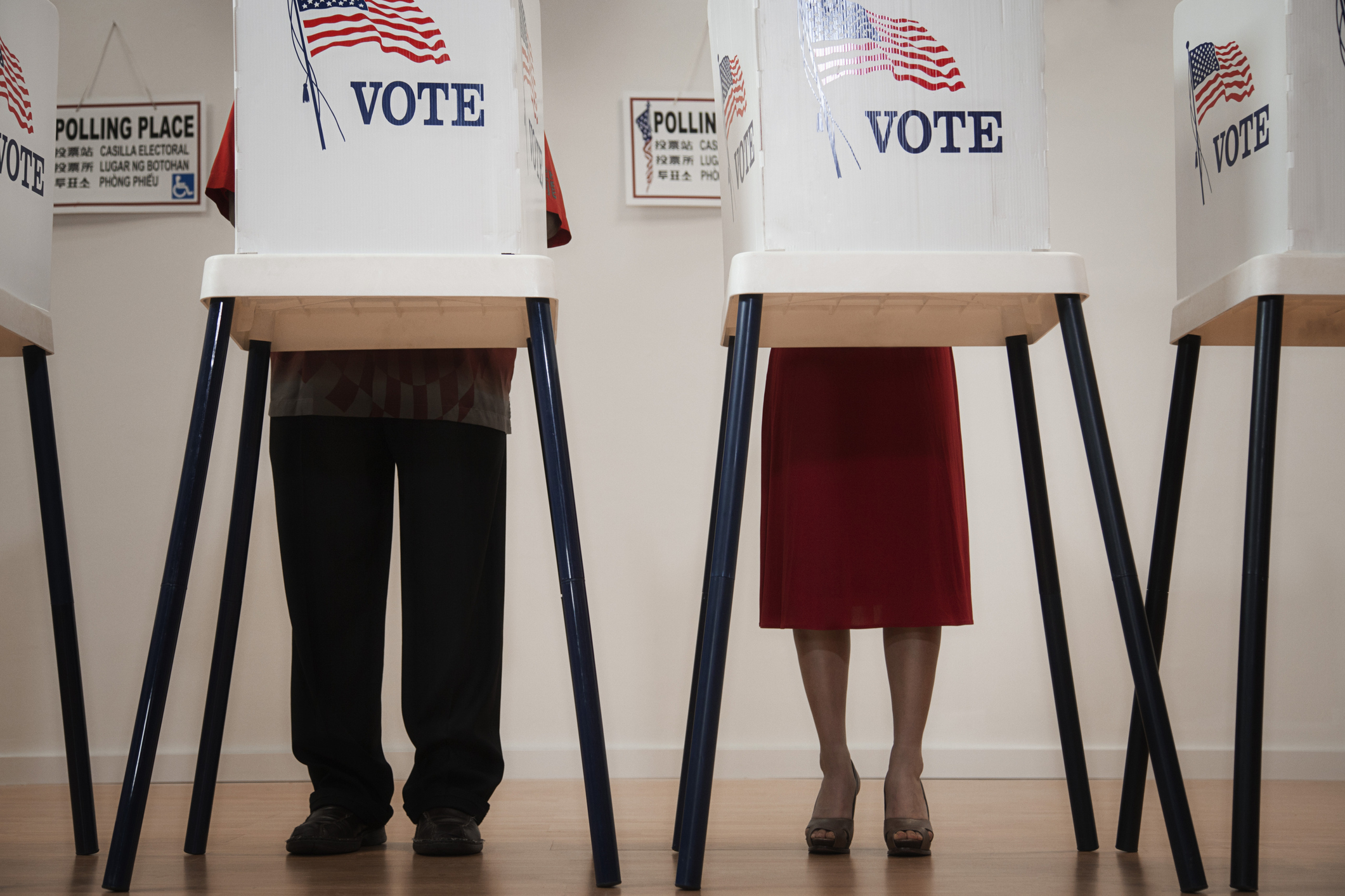 Voters voting in polling place