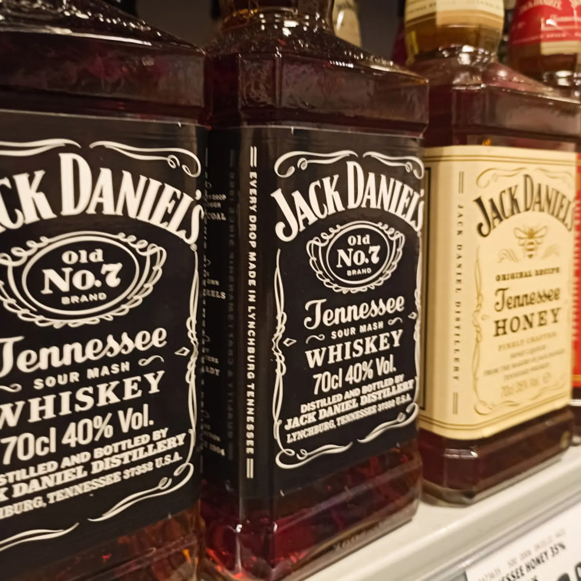 Jack Daniels bourbon whisky seen at Rewe supermarket.