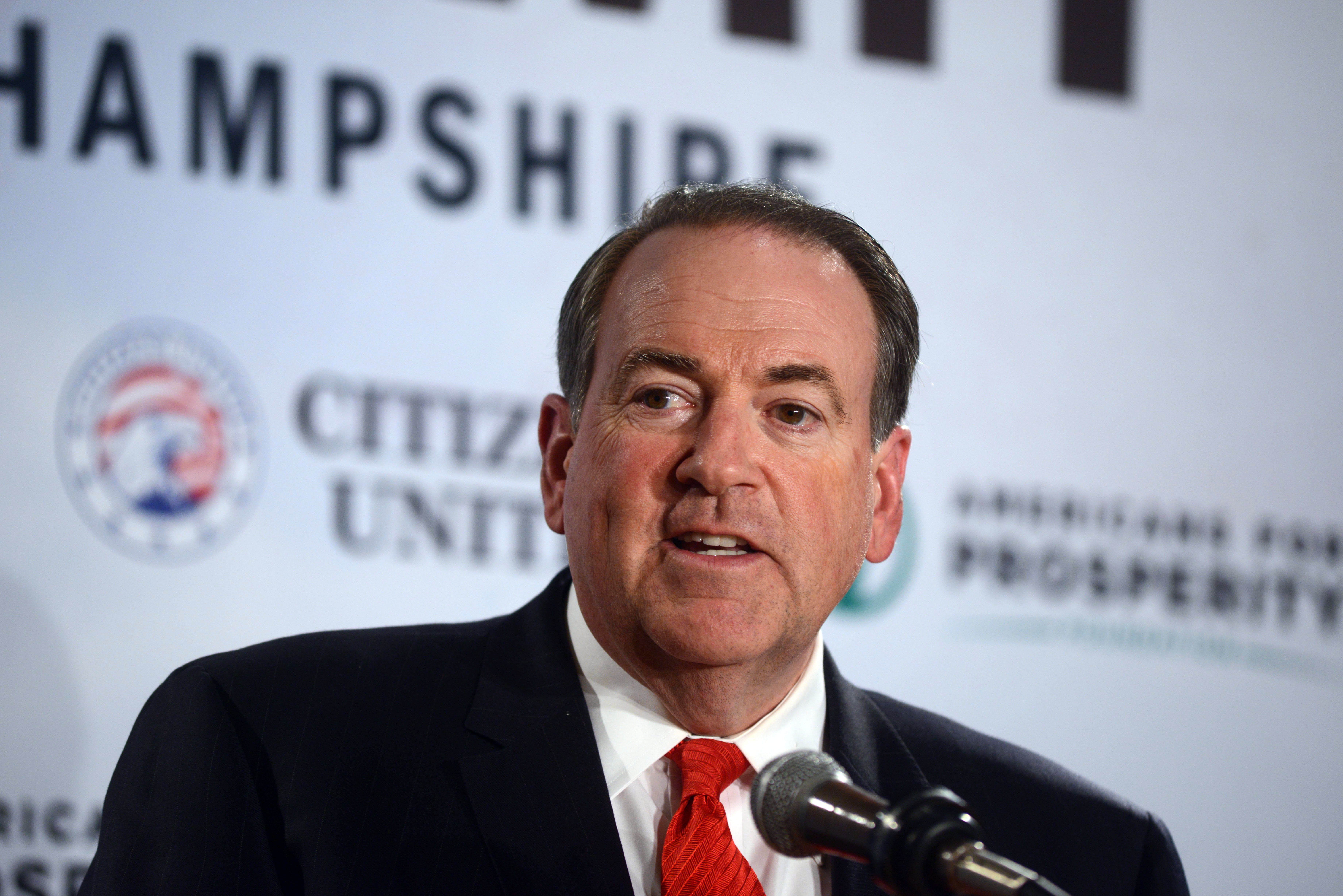 Mike Huckabee speaks at the Freedom Summit on April 12, 2014 in New Hampshire. 