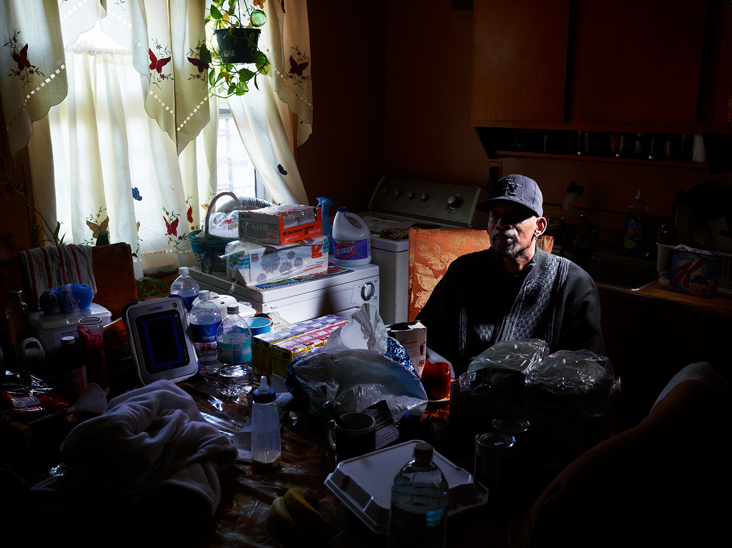 Image: Ervin Pridgen, 52, in his kitchen on the first floor of the Redfern Houses.