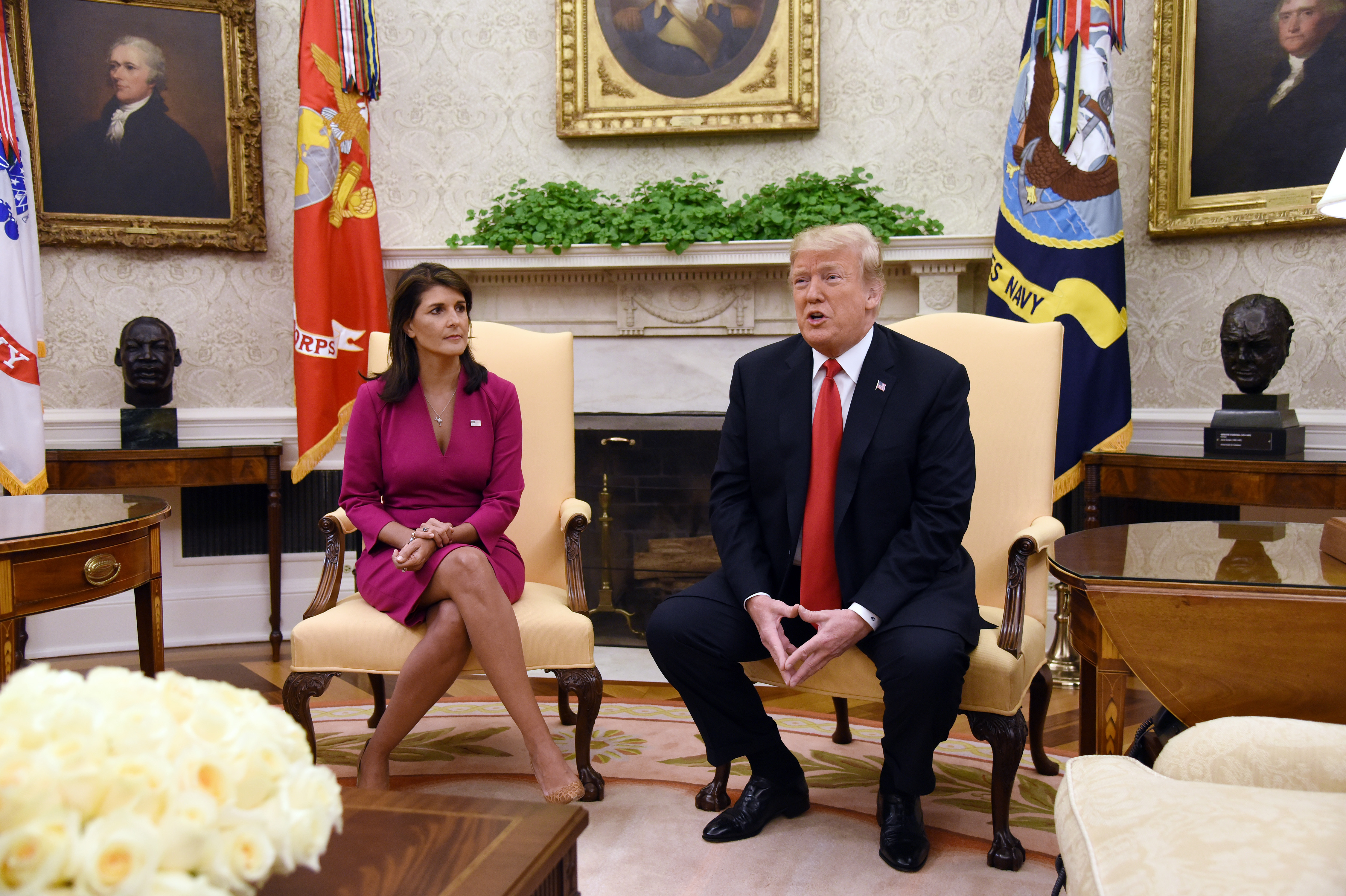 US President Donald Trump holds Press Conference with Nikki Haley