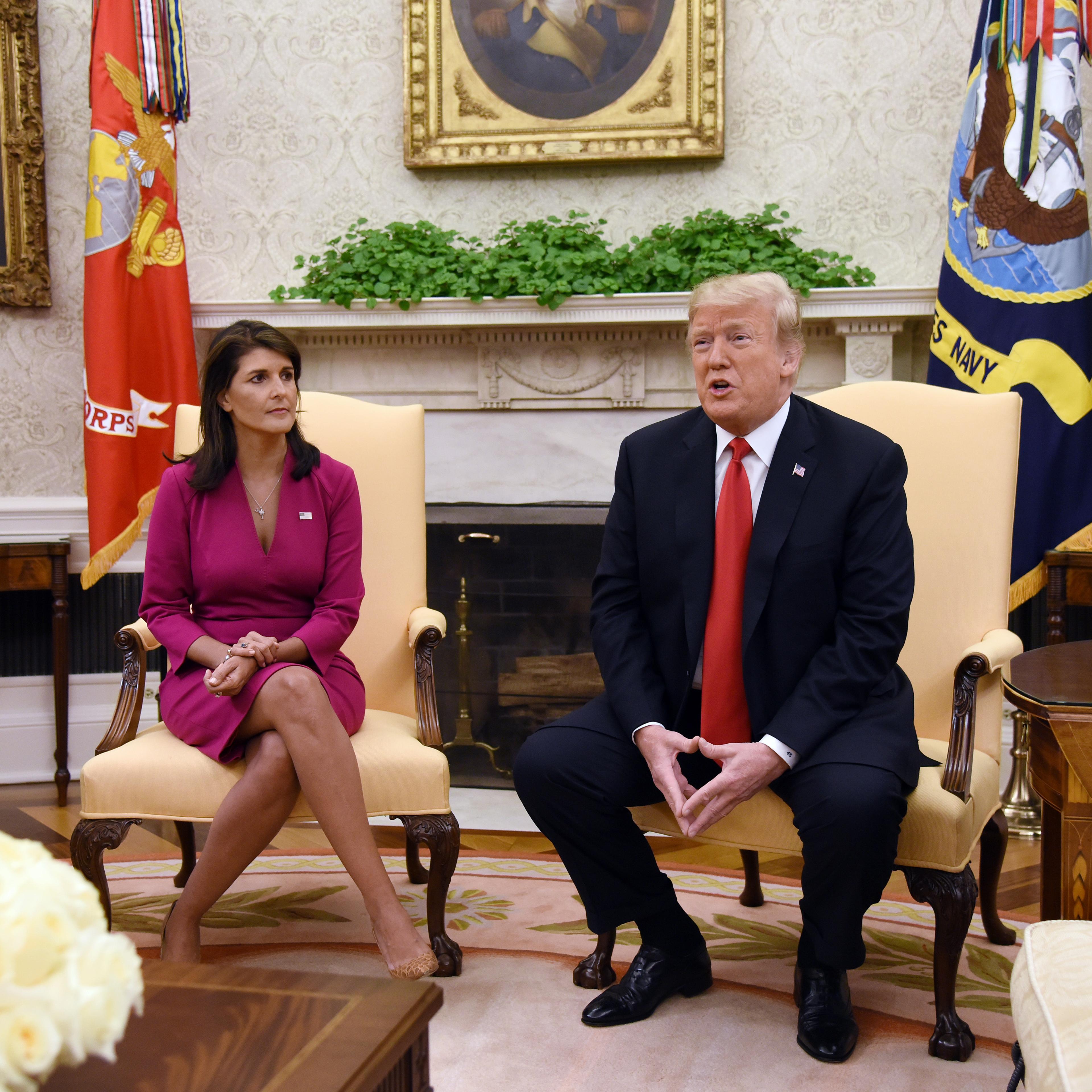 US President Donald Trump holds Press Conference with Nikki Haley