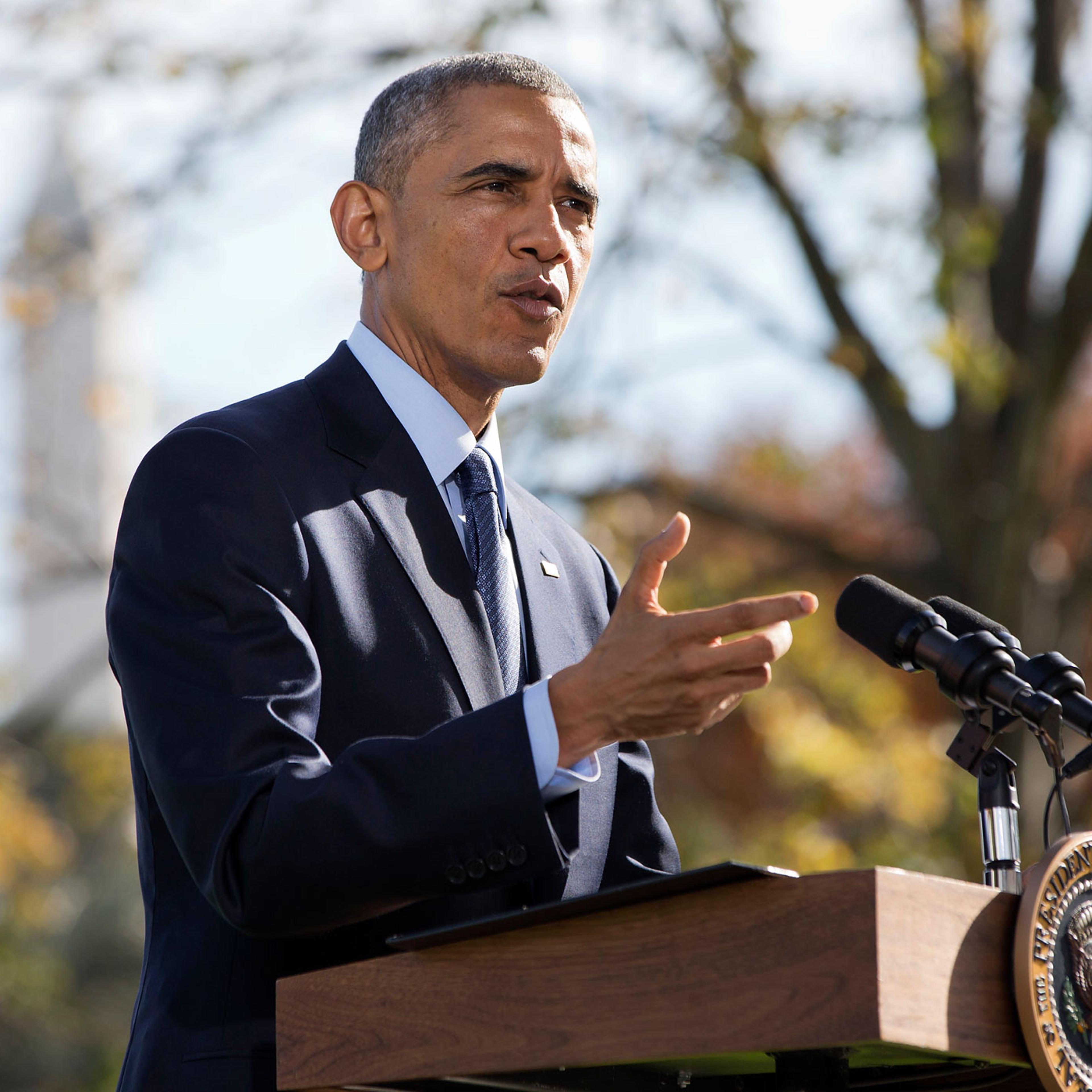 President Barack Obama speaks to the media about Ebola on Oct. 28, 2014, on the South Lawn of the White House in Washington D.C.