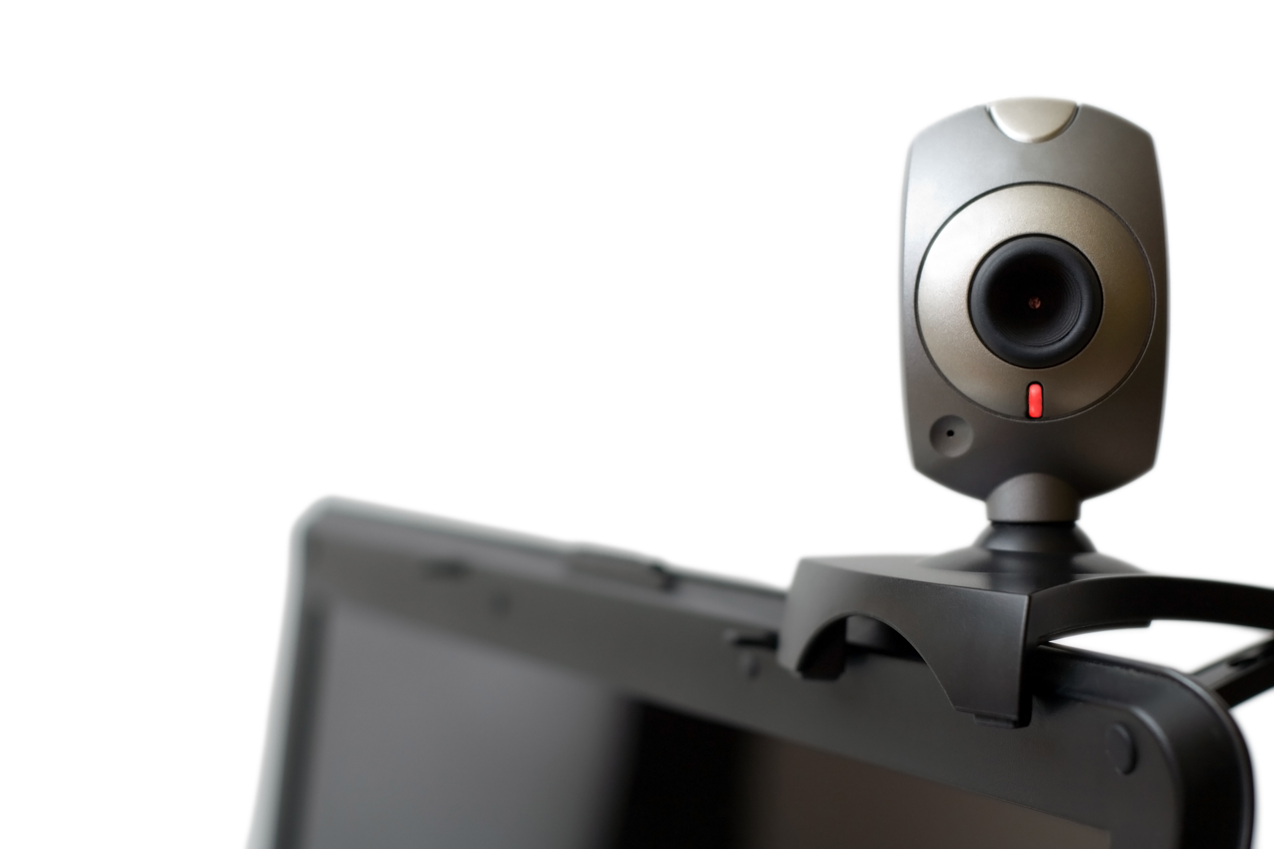 Web camera on laptop staring at you