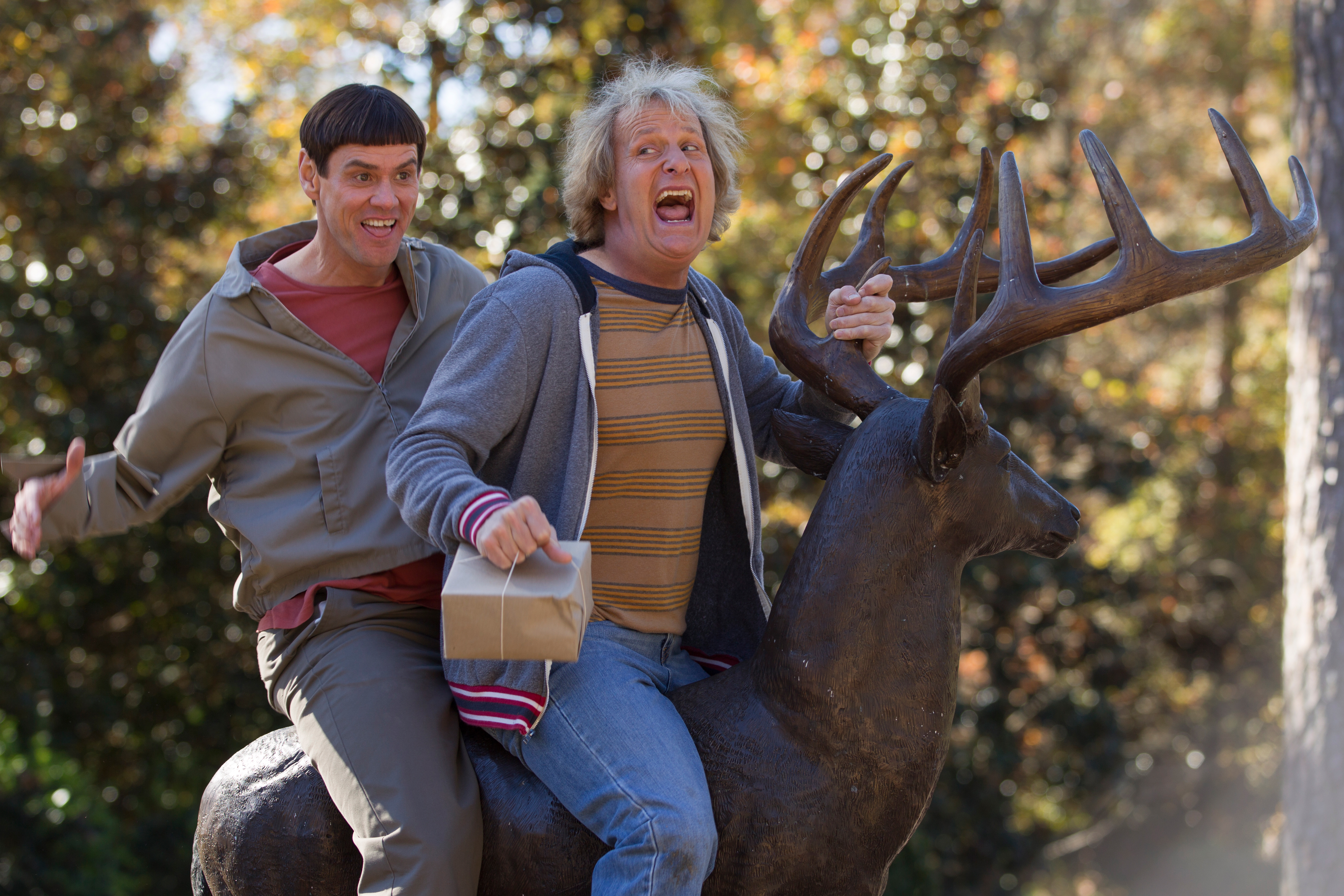 From left: Jim Carey and Jeff Daniels reprise their signature roles as Lloyd and Harry in "Dumb and Dumber To".