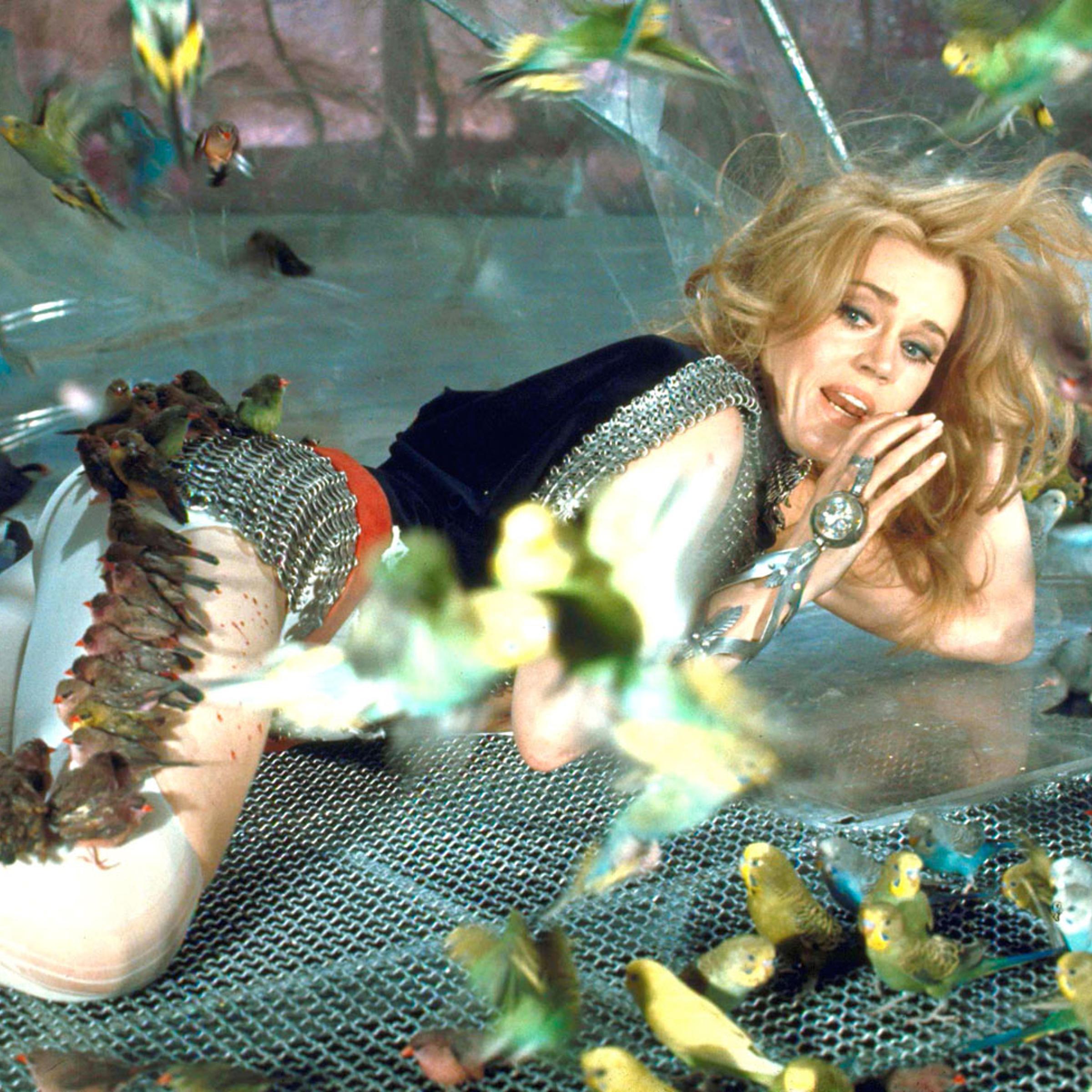 Jane Fonda on the set of Barbarella, 1968.