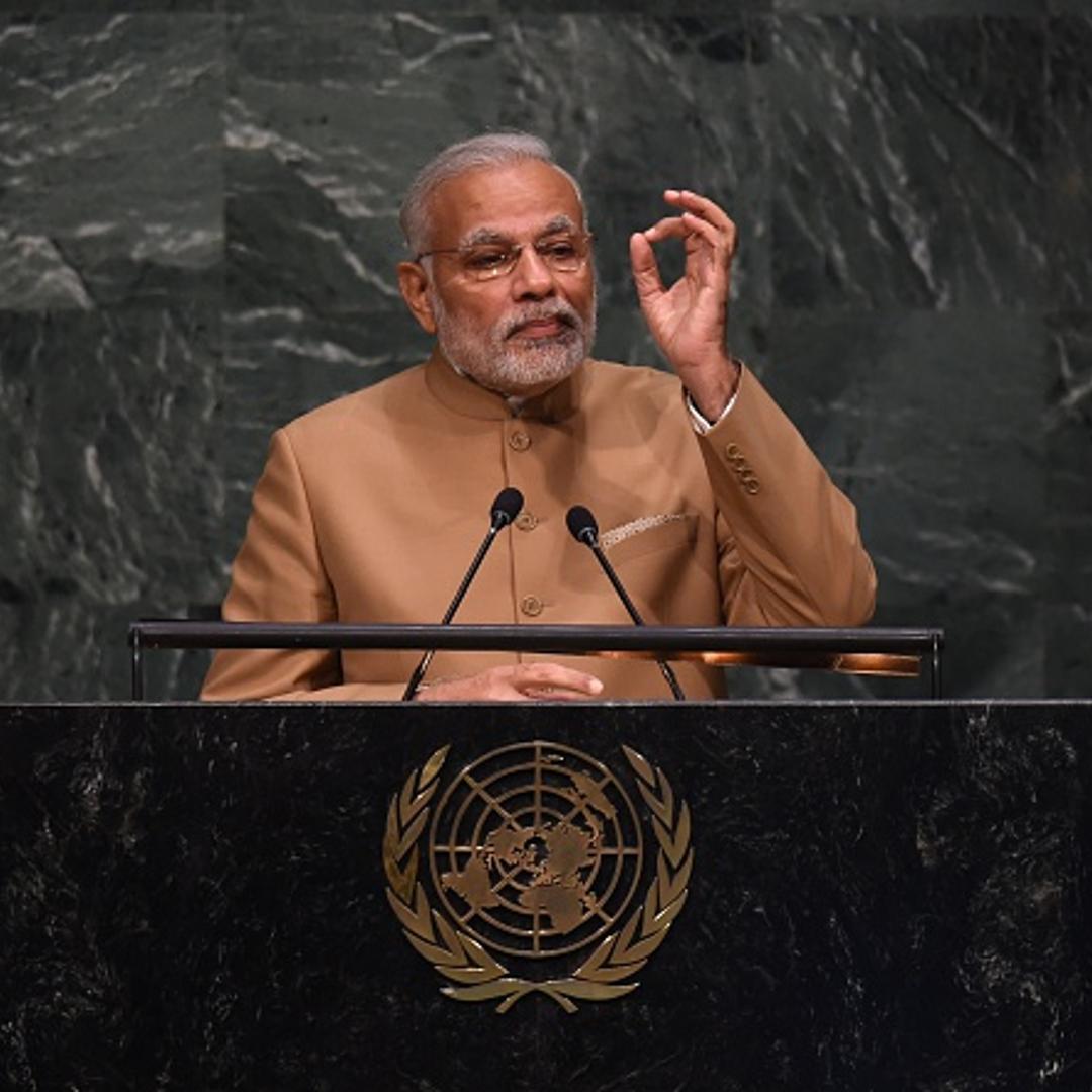 Narendra Modi, Prime Minister of the Republic of India speaks the United Nations Sustainable Development Summit to the at the United Nations General Assembly in New York September 25, 2015.