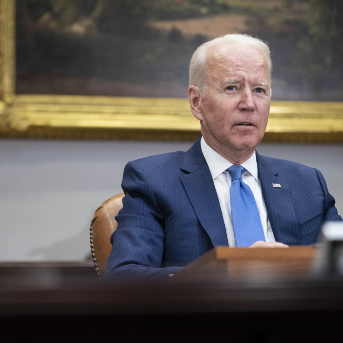 U.S. President Joe Biden speaks during a meeting in the Roosevelt Room of the White House in Washington, D.C. on Monday, July 12, 2021.