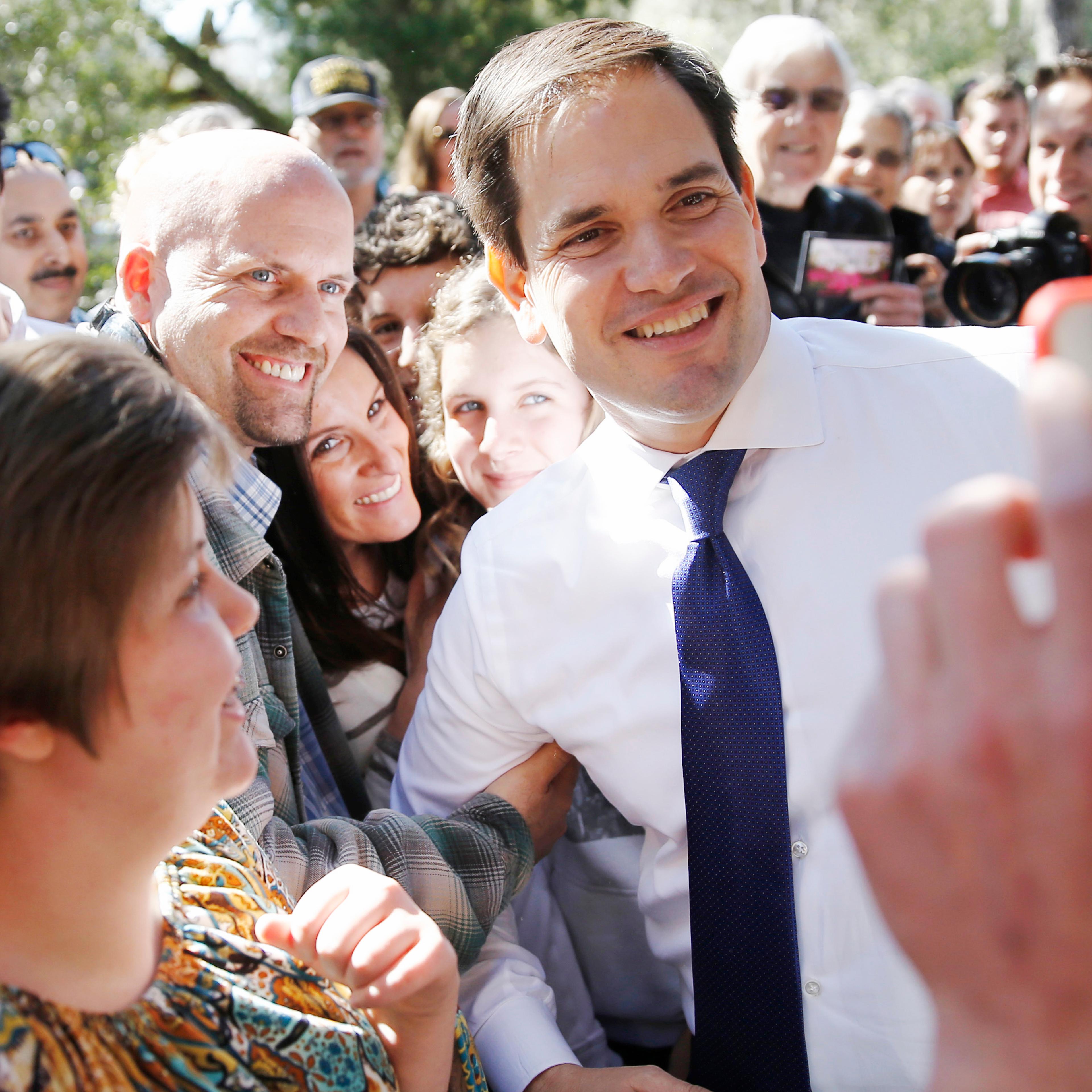 Marco Rubio meets with attendees during a campaign stop on Feb. 16, 2016 in Summerville, S.C.