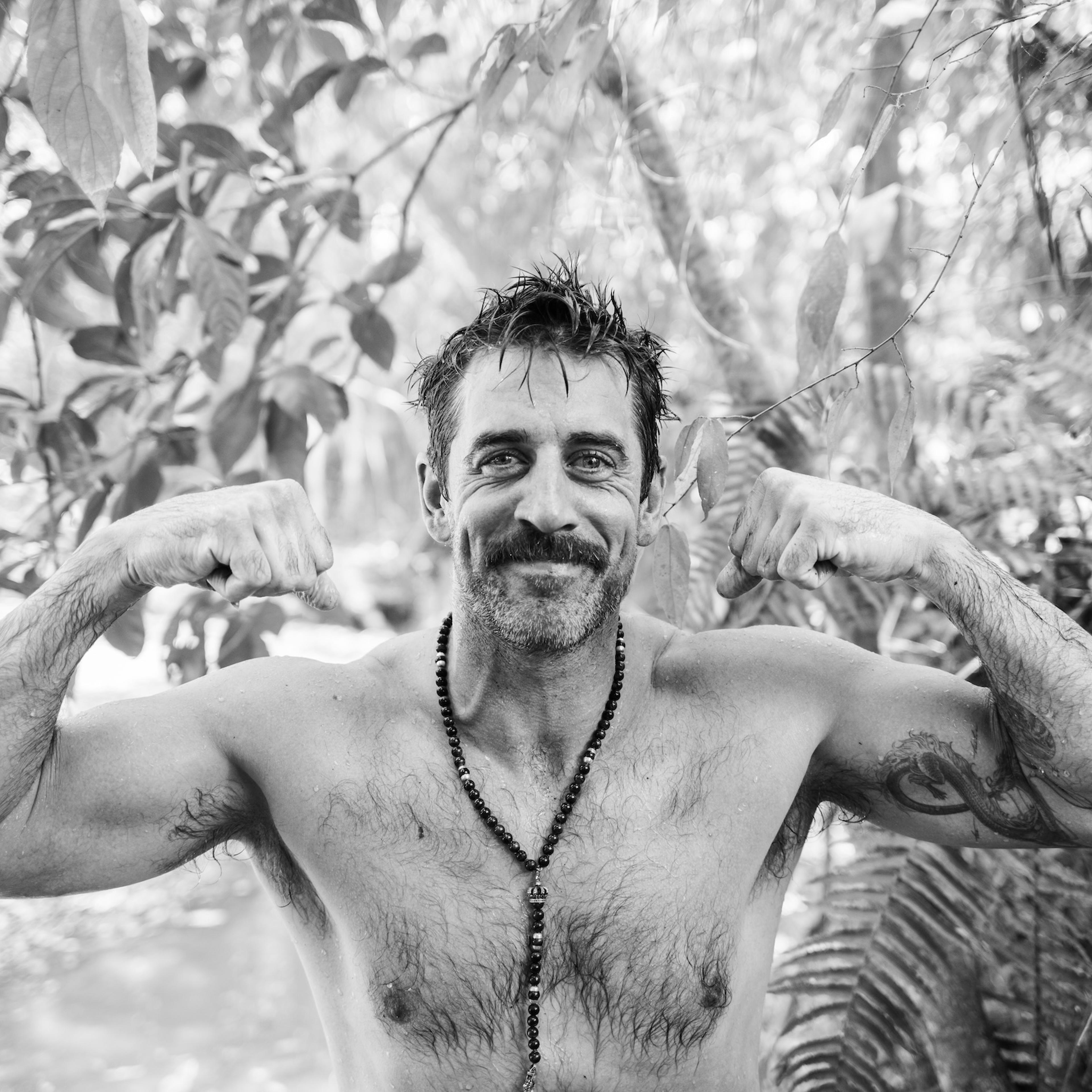 Aaron Rodgers: Enigma. Aaron Rodgers in Aaron Rodgers: Enigma. Cr. Ryan West/Courtesy of Netflix © 2024