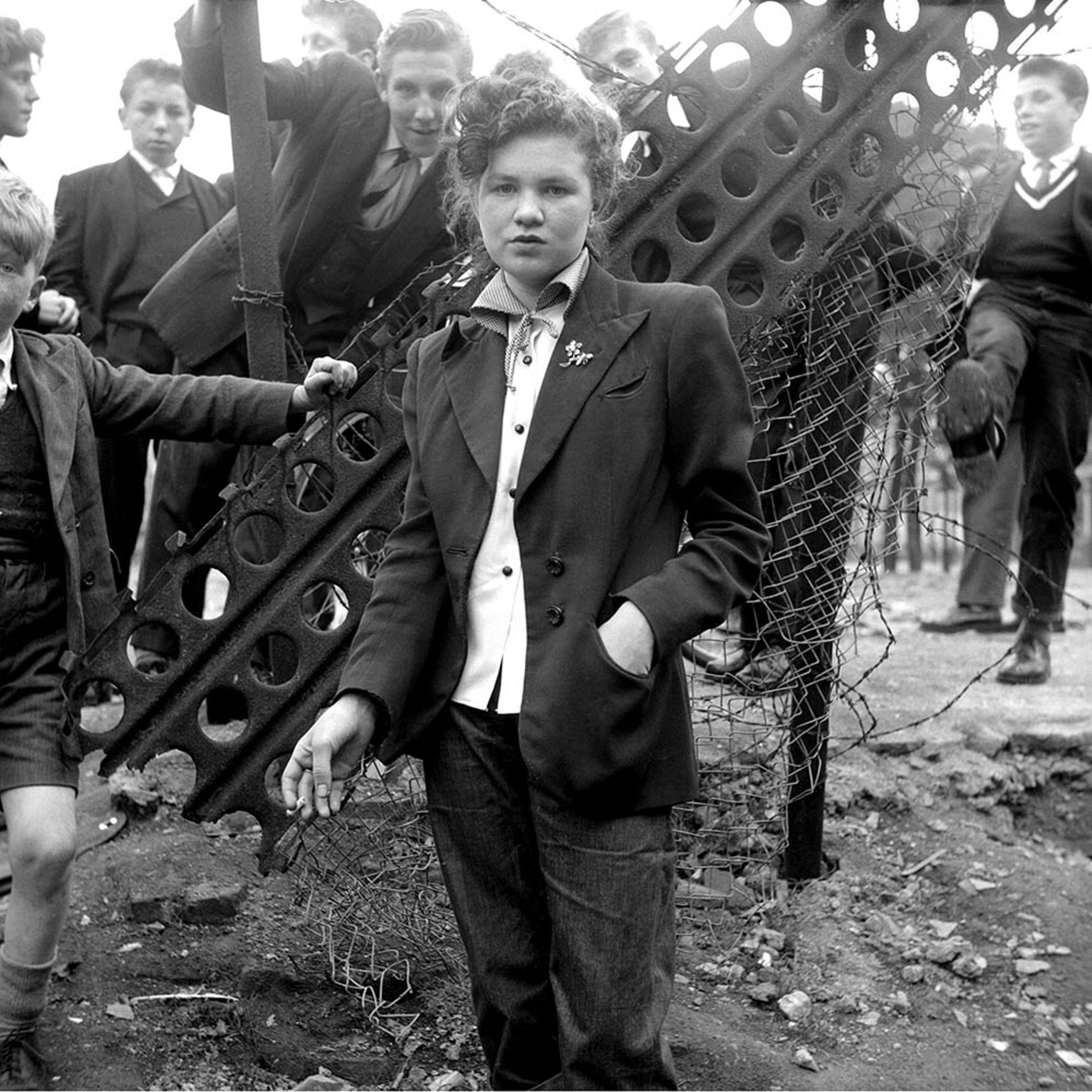 The following images are from Ken Russell's January 1955 series <em>The Last of the Teddy Girls</em> <br>
14-year-old Jean Rayner in the exploratory stage of Teddyism.