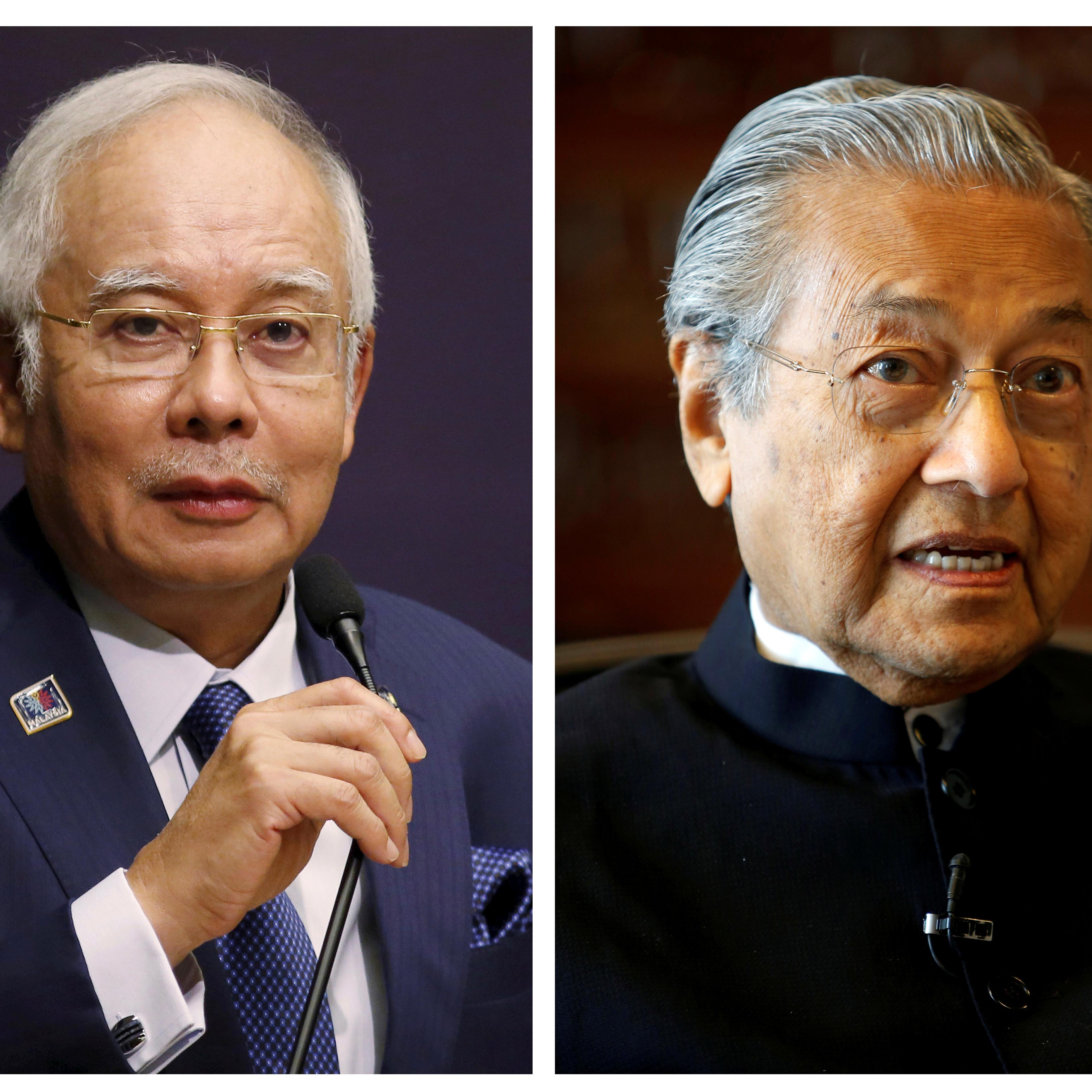 FILE PHOTO - A combination photo of Malaysia's Prime Minister Najib Razak and former Malaysian prime minister Mahathir Mohamad in Kuala Lumpur