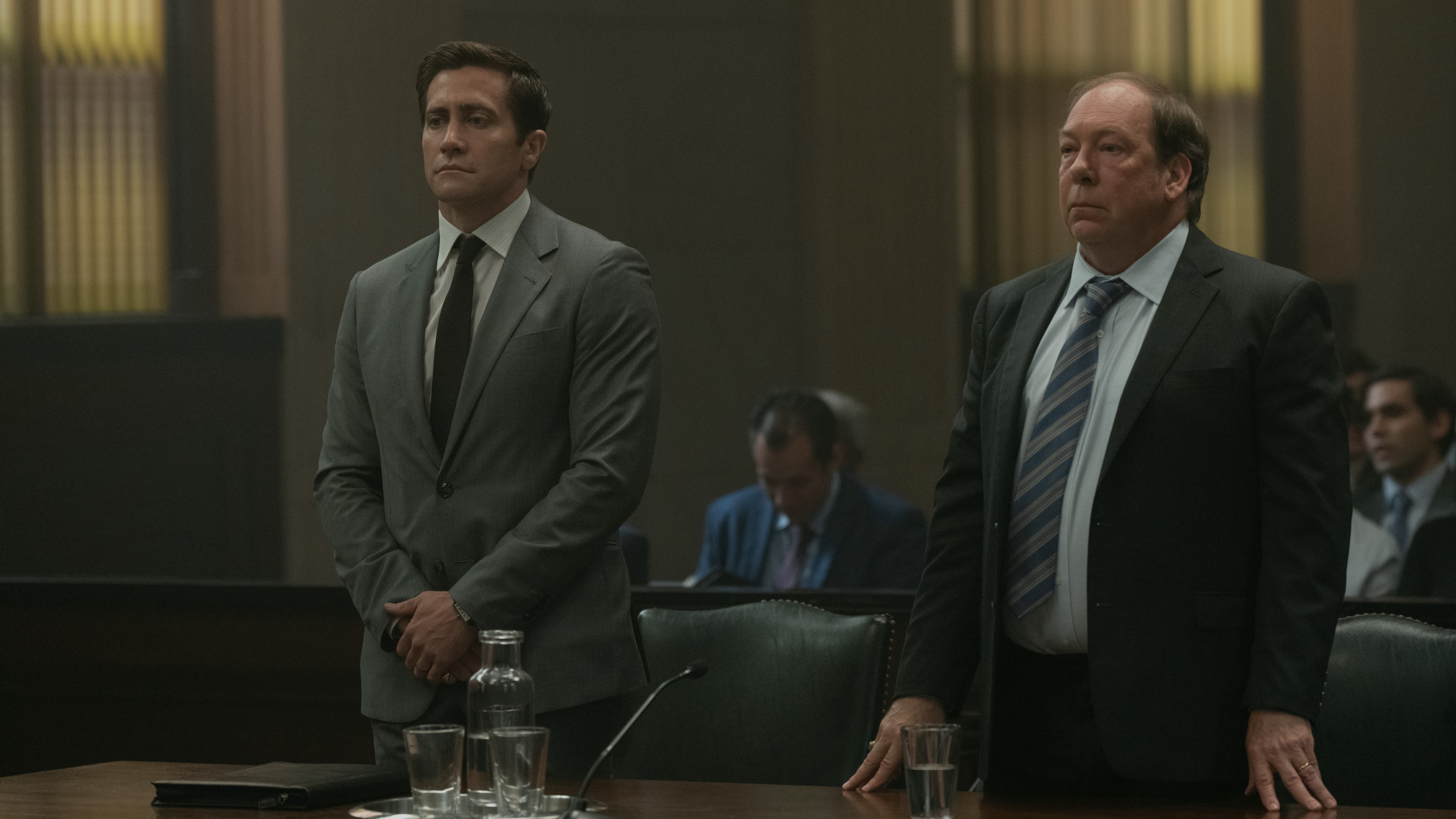 Jake Gyllenhaal, left, and Bill Camp in the <i>Presumed Innocent</i> Season 1 finale