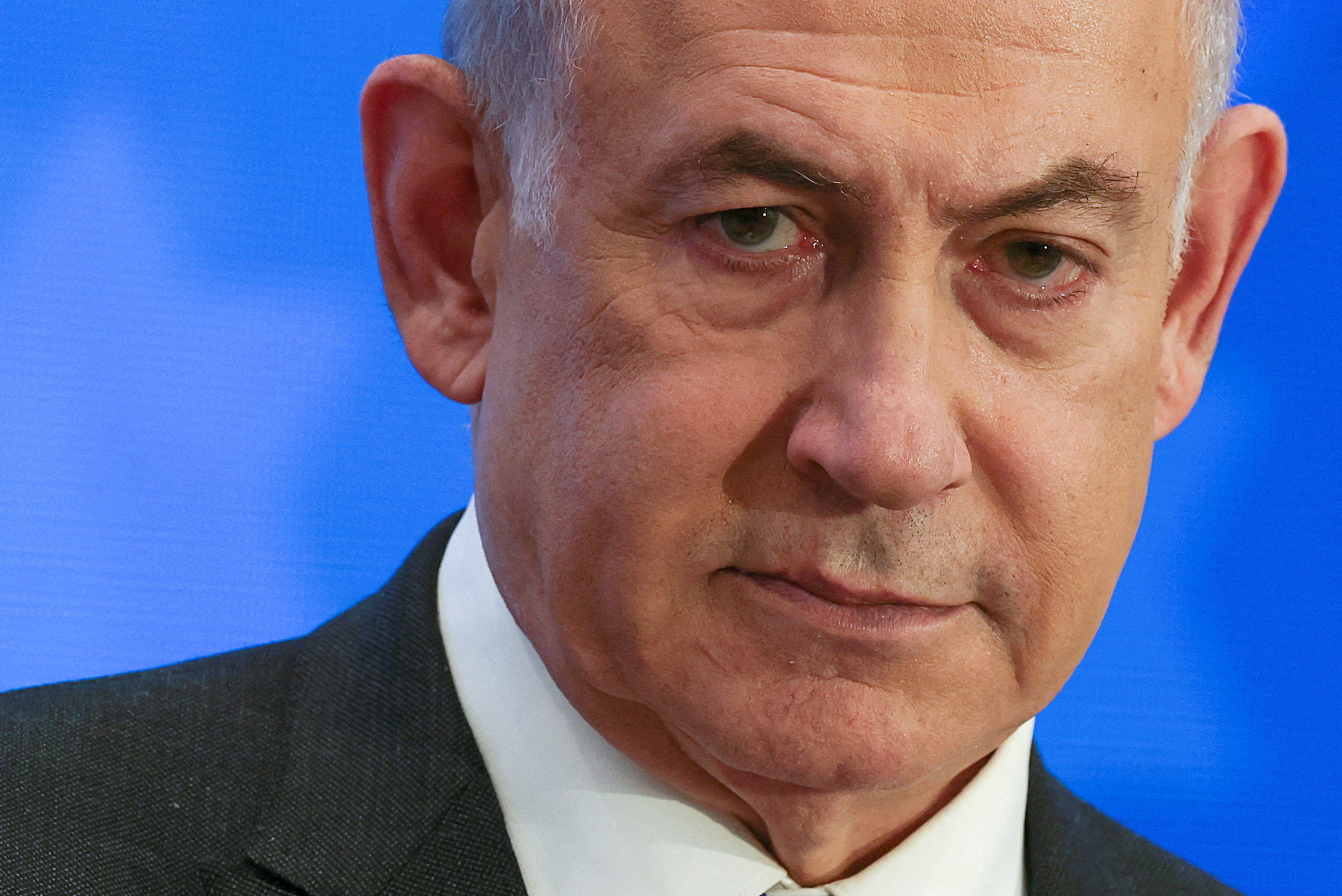 Israeli Prime Minister Benjamin Netanyahu addresses the Conference of Presidents of Major American Jewish Organizations in Jerusalem, Feb. 18, 2024.