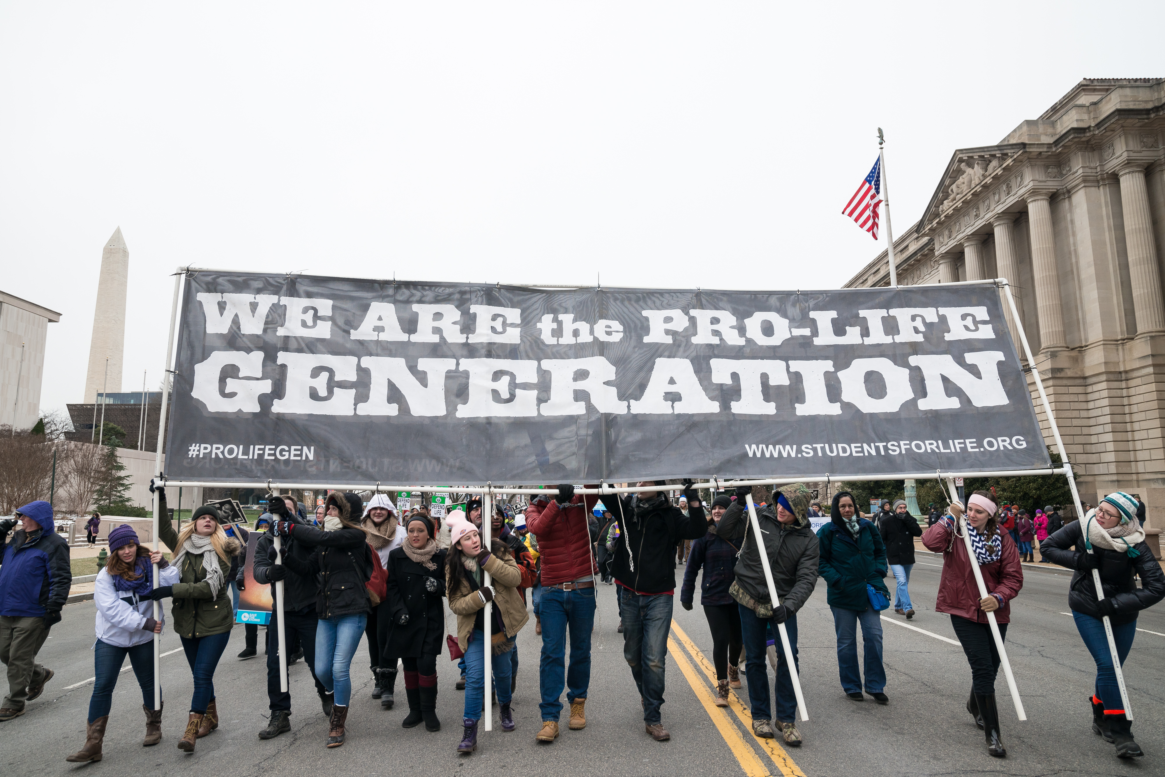 Pro-Life marchers participate in the "March for Life." Tens of thousands of Pro-Life supporters rallied in Washington, D.C. on the anniversary of the landmark 1973 Supreme Court decision Roe v. Wade, demanding an end to legal abortion in the United State
