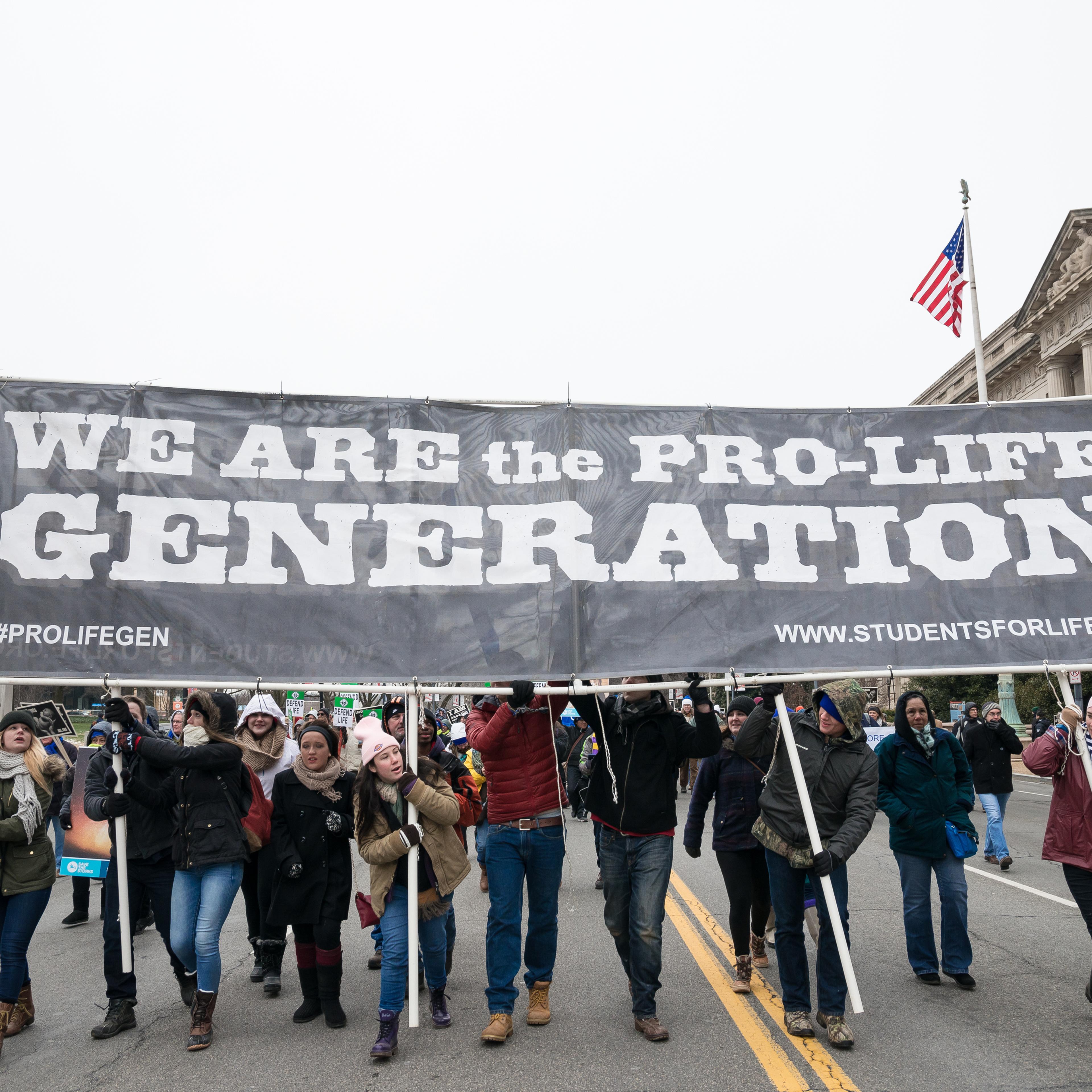 Pro-Life marchers participate in the "March for Life." Tens of thousands of Pro-Life supporters rallied in Washington, D.C. on the anniversary of the landmark 1973 Supreme Court decision Roe v. Wade, demanding an end to legal abortion in the United State