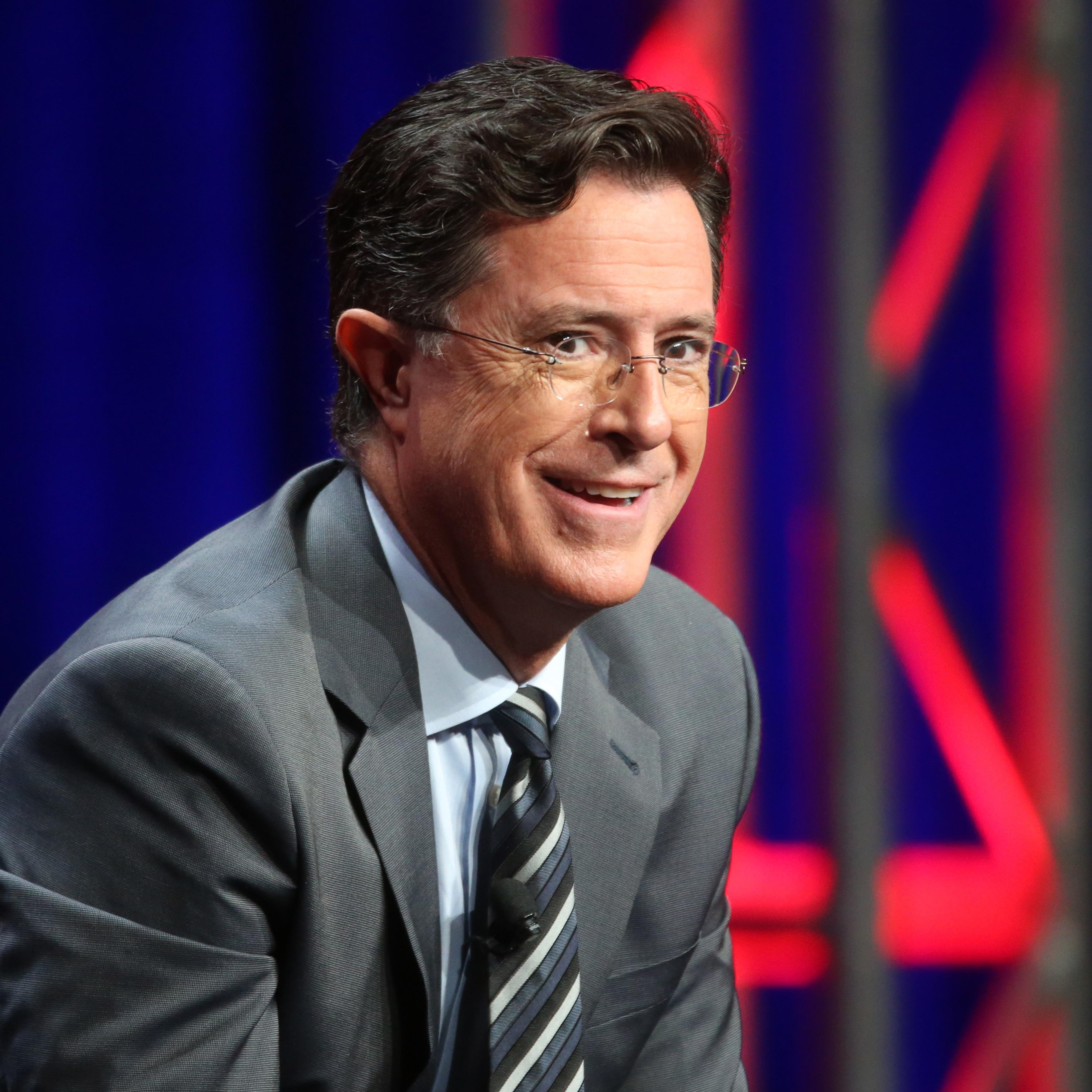 speaks onstage during the 'The Late Show with Stephen Colbert' panel discussion at the CBS portion of the 2015 Summer TCA Tour at The Beverly Hilton Hotel on August 10, 2015 in Beverly Hills, California.