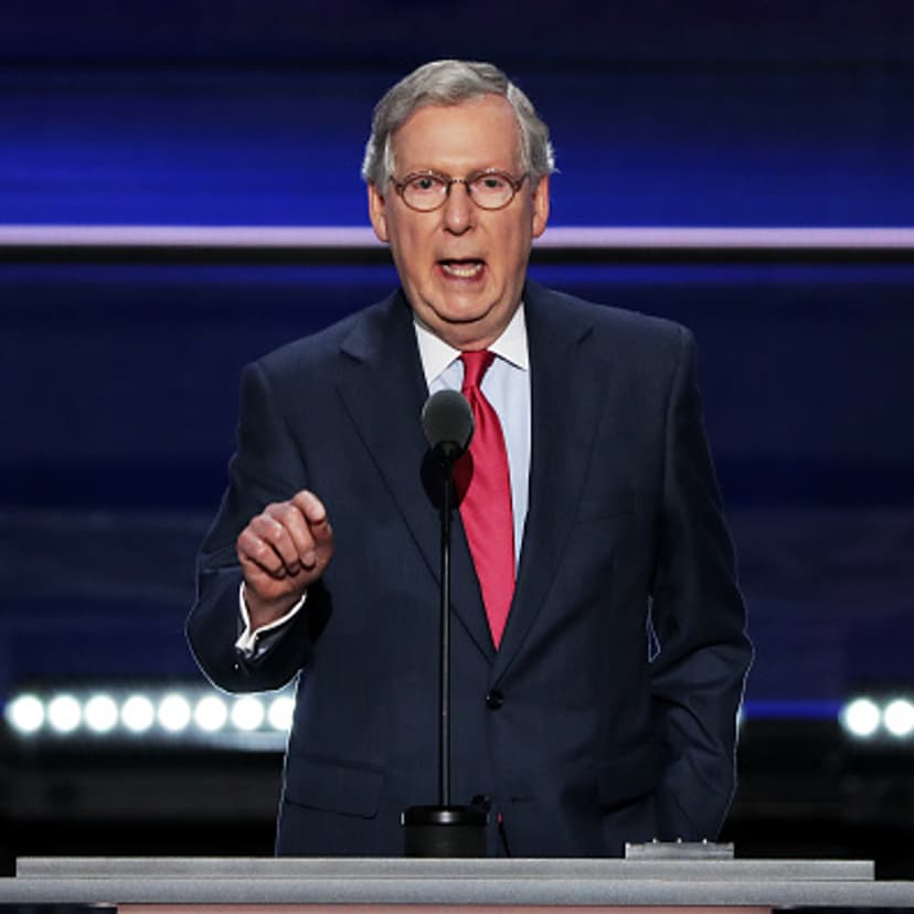 Senate Majority Leader Mitch McConnell (R-KY) delivers a speech on the second day of the Republican National Convention on July 19, 2016 at the Quicken Loans Arena in Cleveland, Ohio.