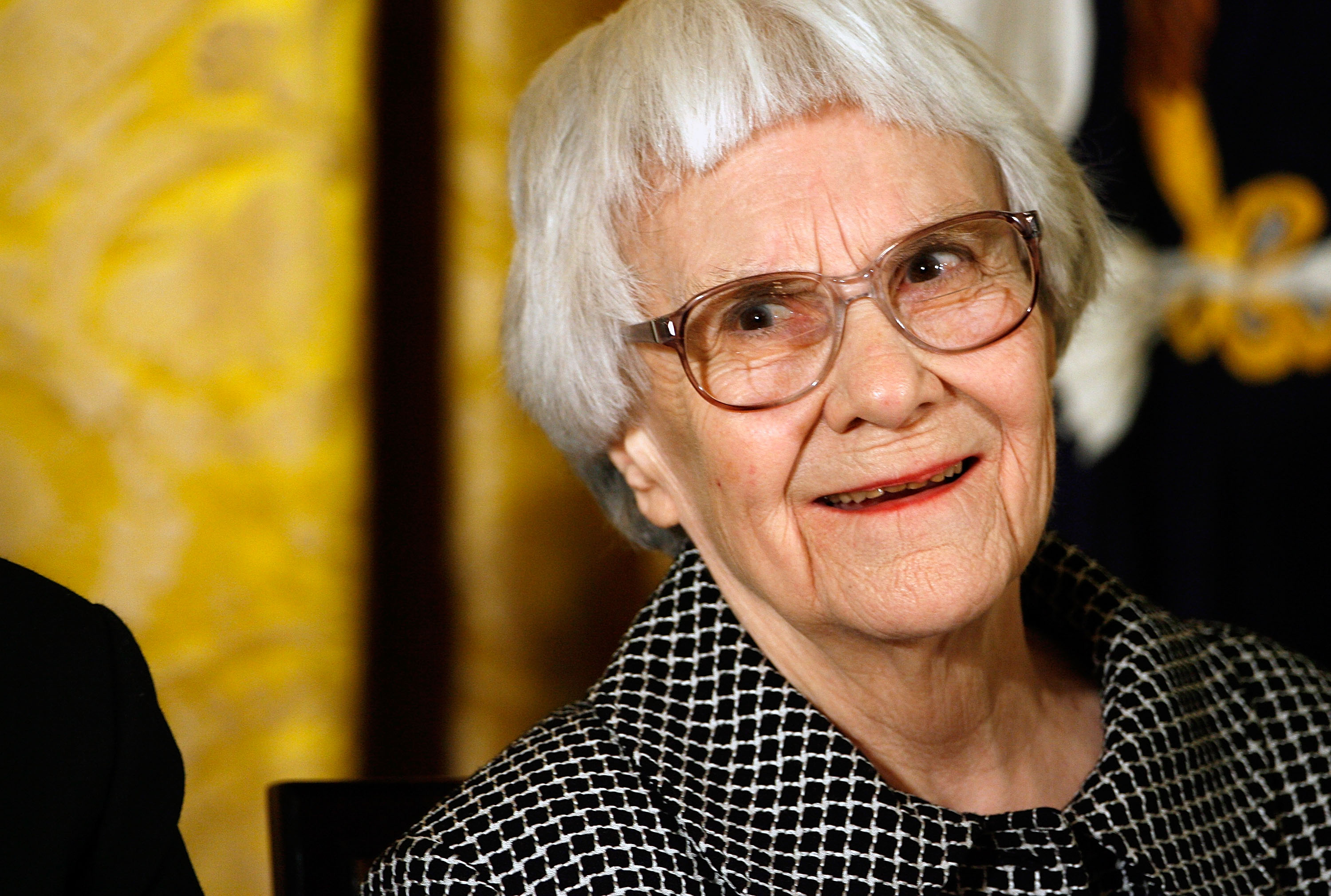 Pulitzer Prize winner and 'To Kill A Mockingbird' author Harper Lee smiles before receiving the 2007 Presidential Medal of Freedom in the East Room of the White House November 5, 2007 in Washington, DC.